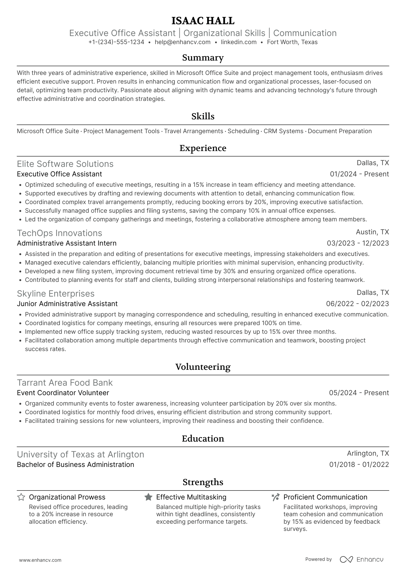 Executive Office Assistant Resume Example