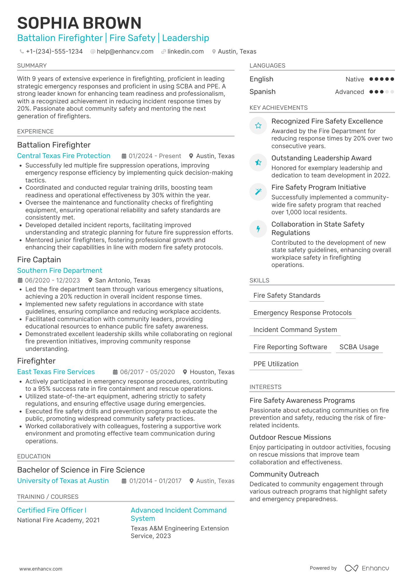 Battalion Firefighter Resume Example