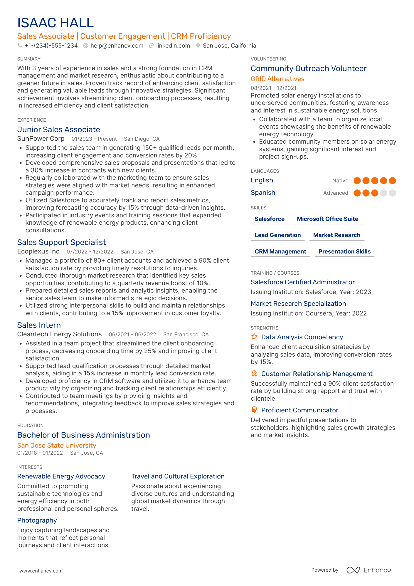 Junior Sales Associate Resume Example