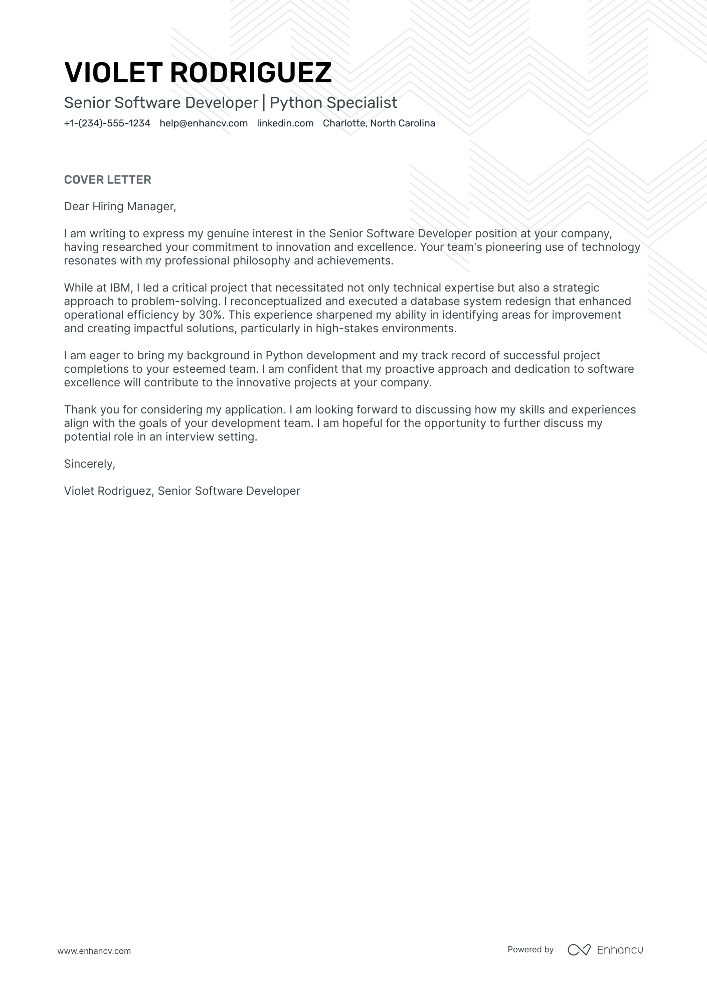 Senior Python Developer Resume Example
