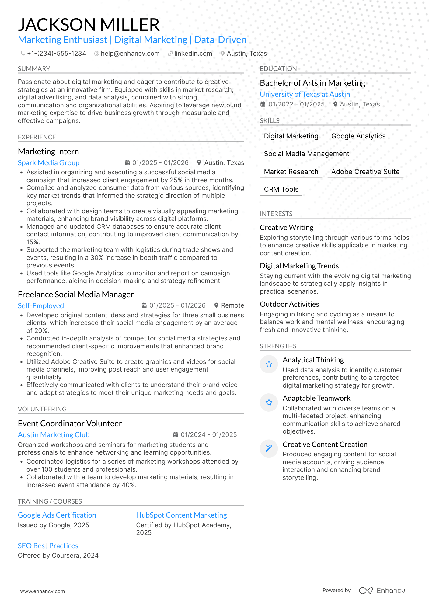 Entry Level Marketing Assistant Resume Example