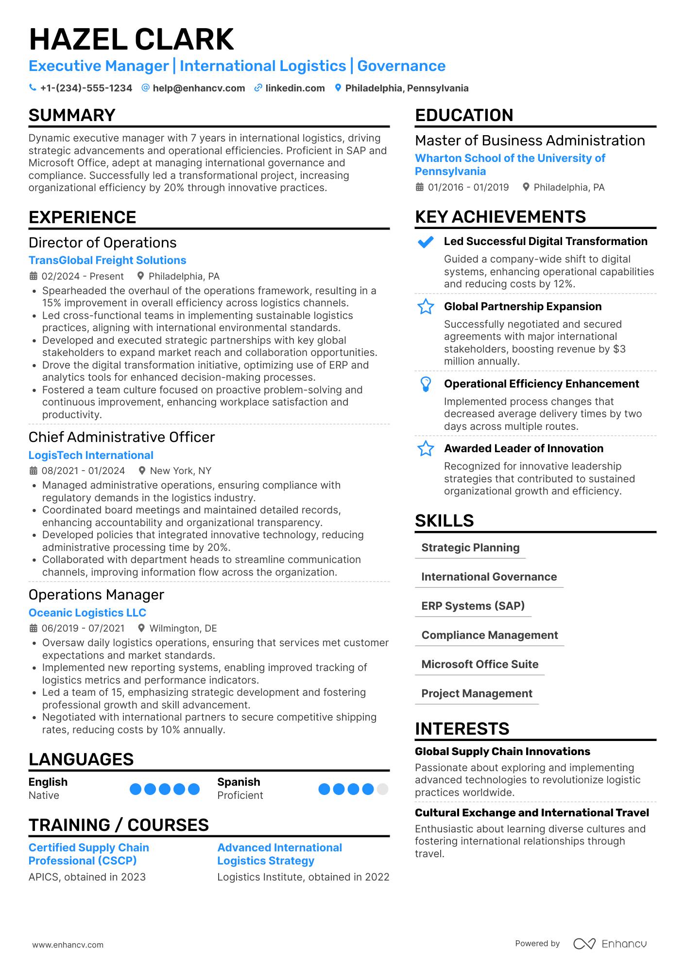 Secretary General Resume Example