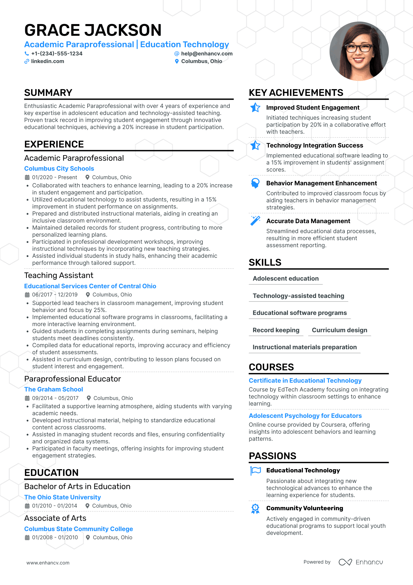 Academic Support Paraprofessional Resume Example