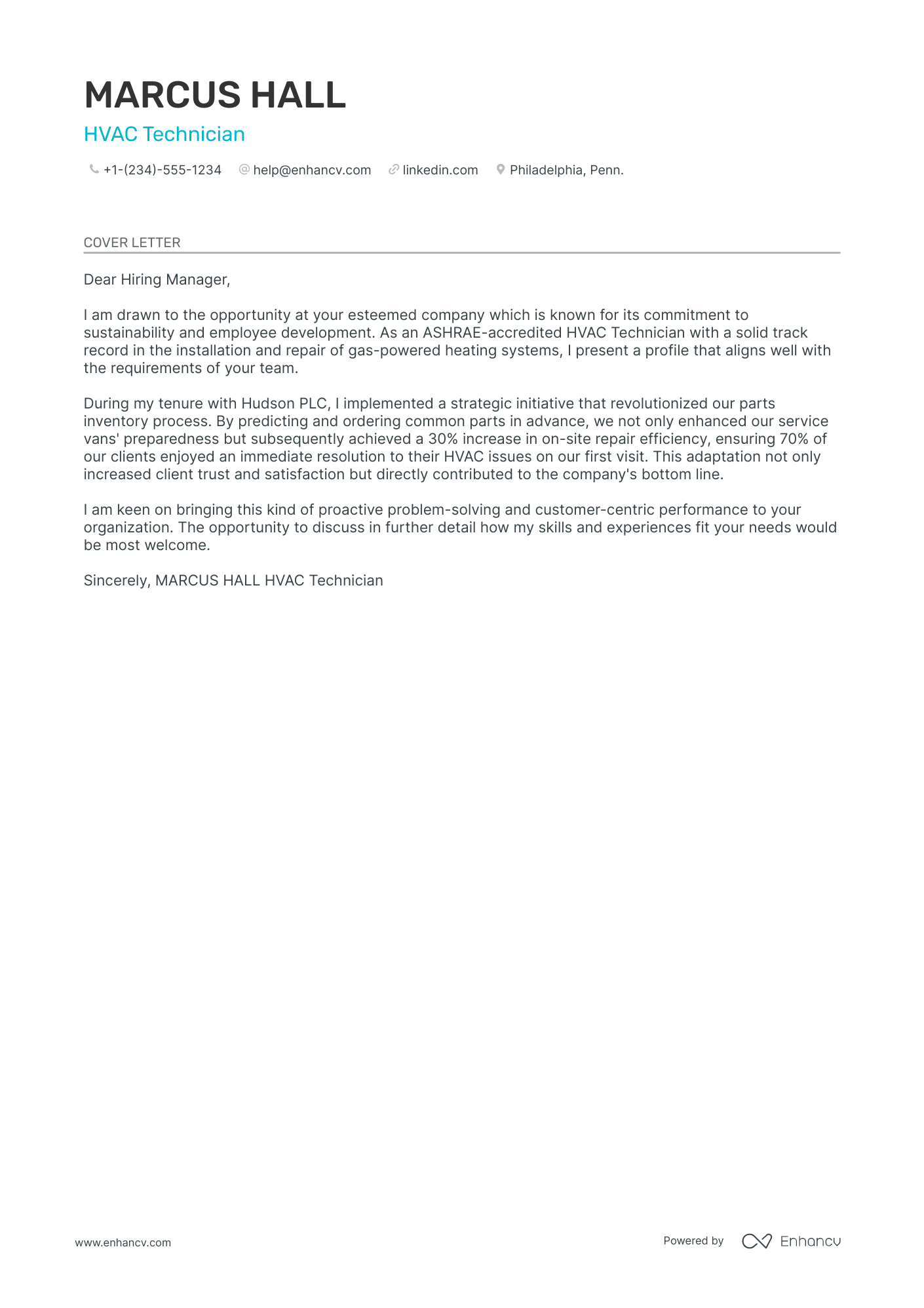 HVAC Resume Example