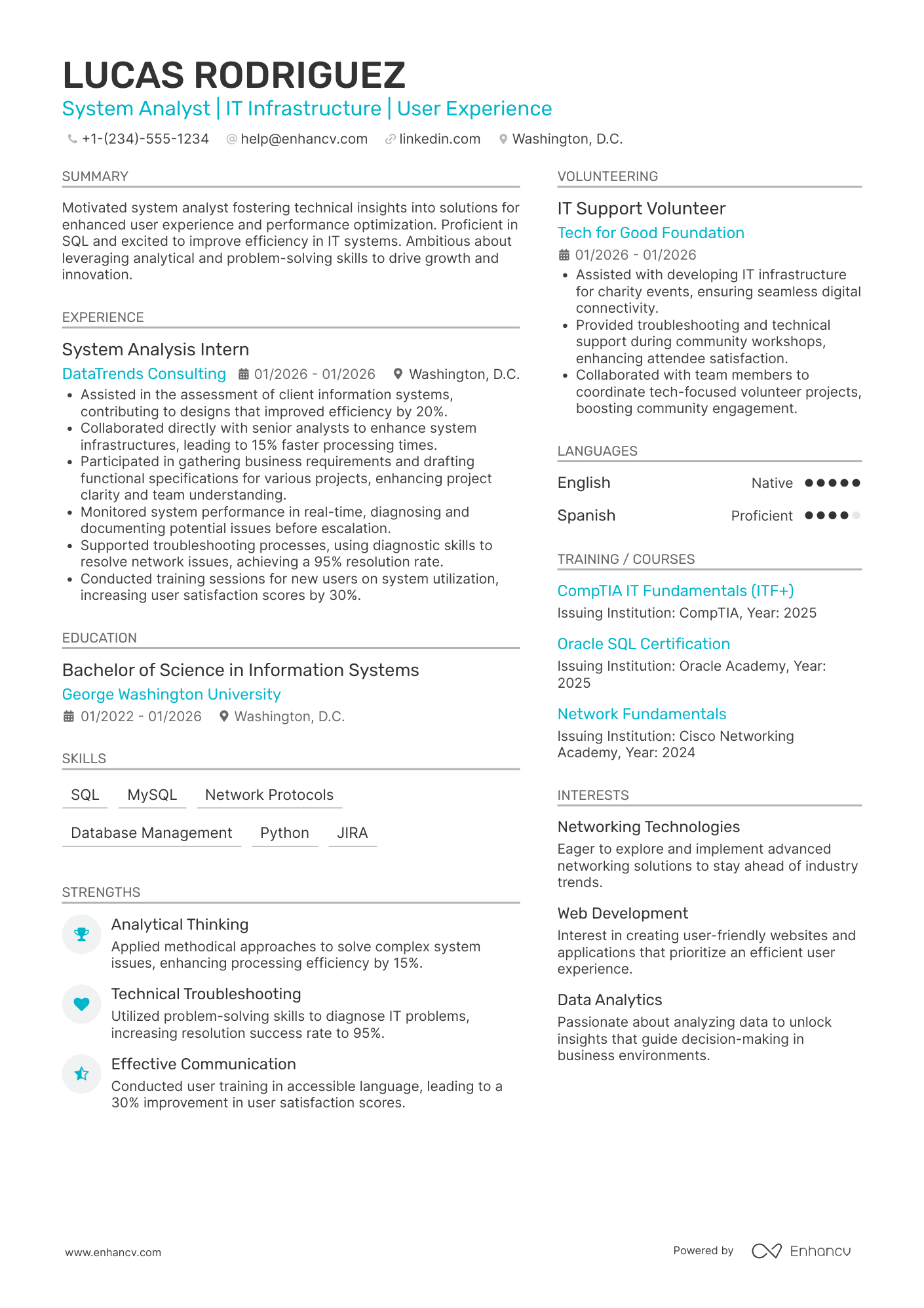 Entry Level System Analyst Resume Example