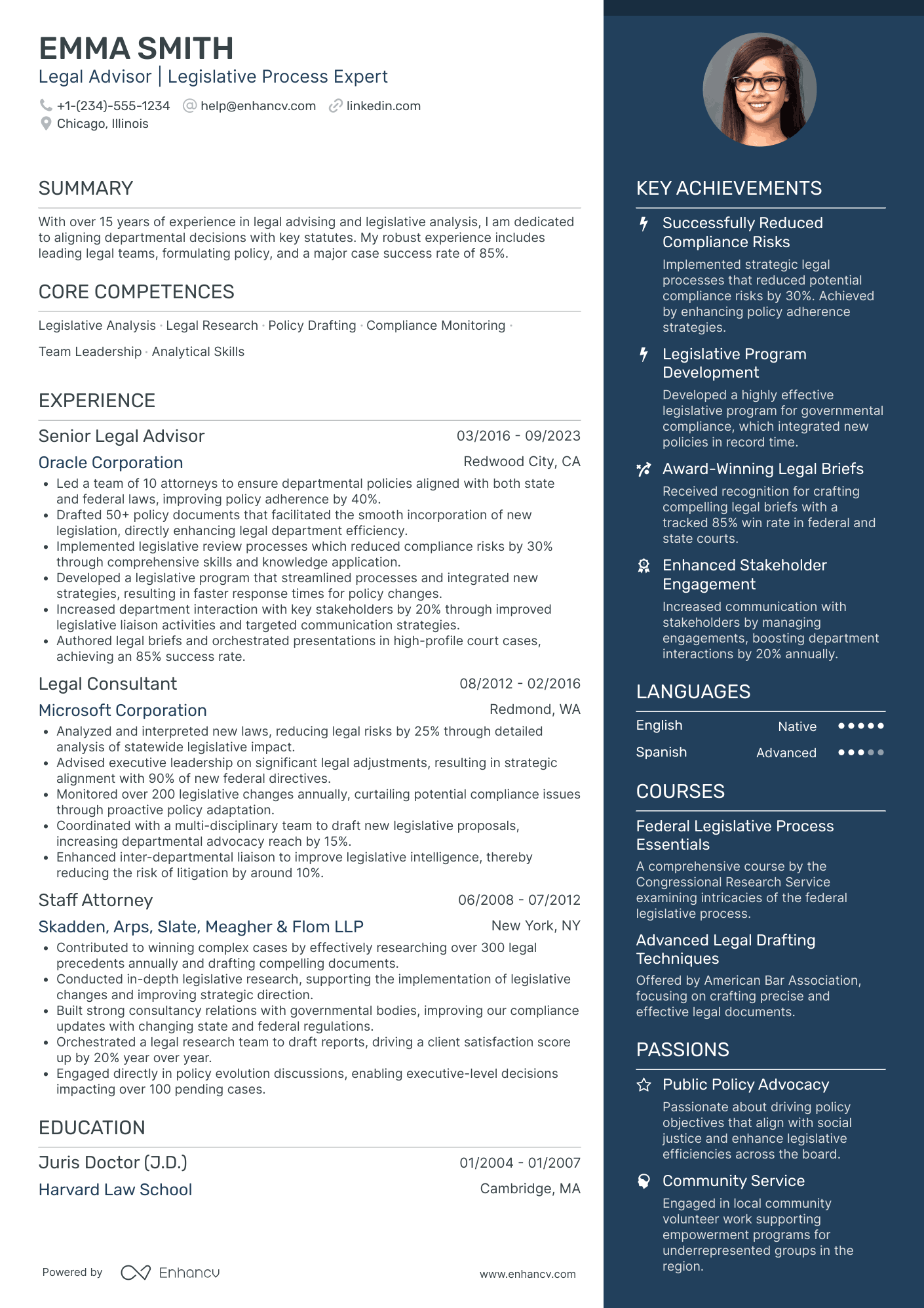Deputy Chief Legal Officer Resume Example