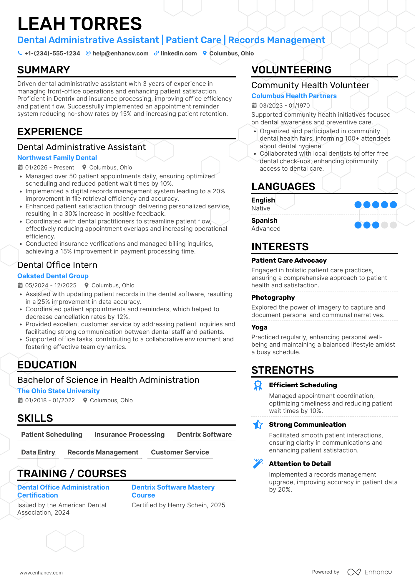 Dental Administrative Assistant Resume Example