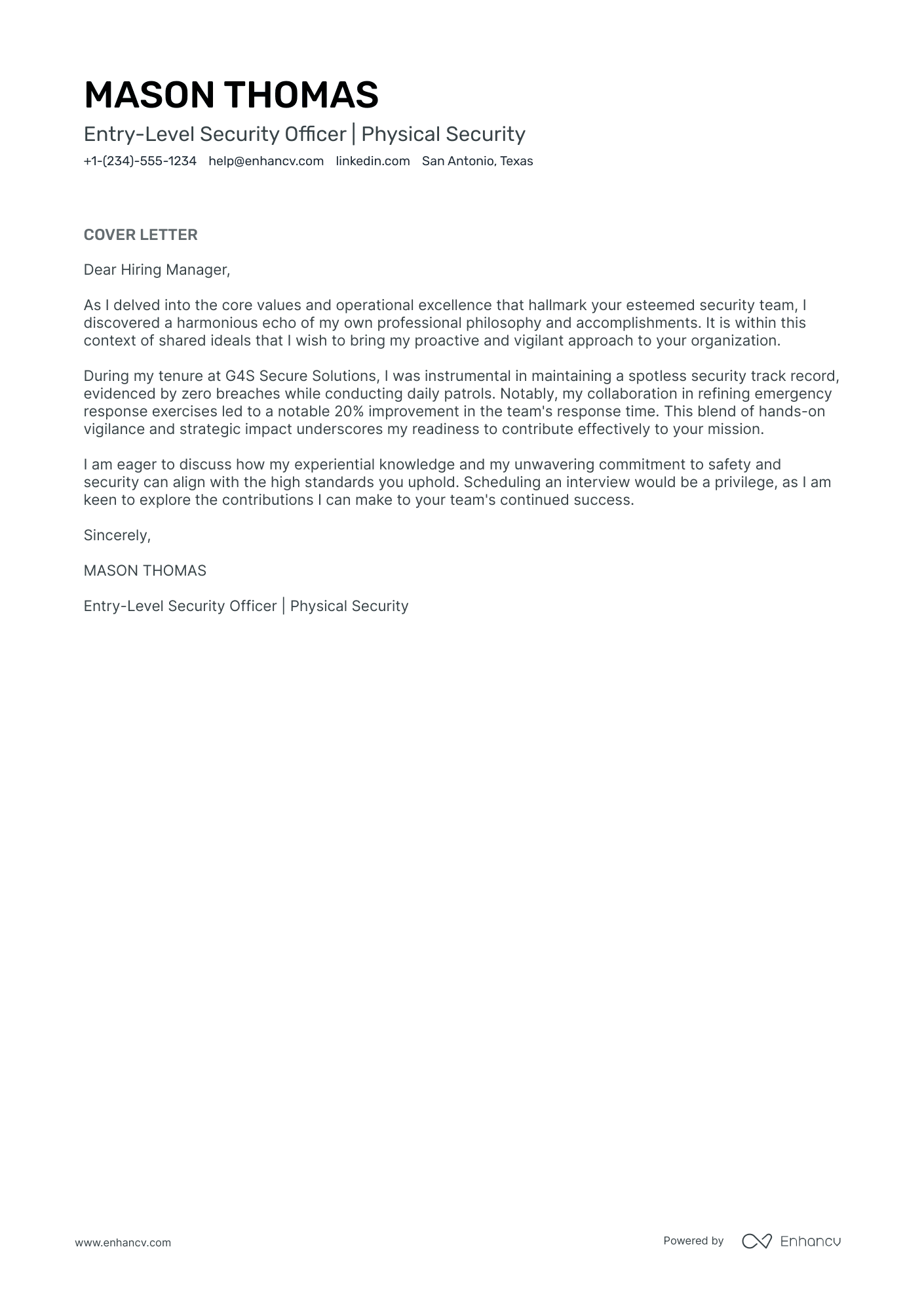 Entry Level Security Officer Resume Example