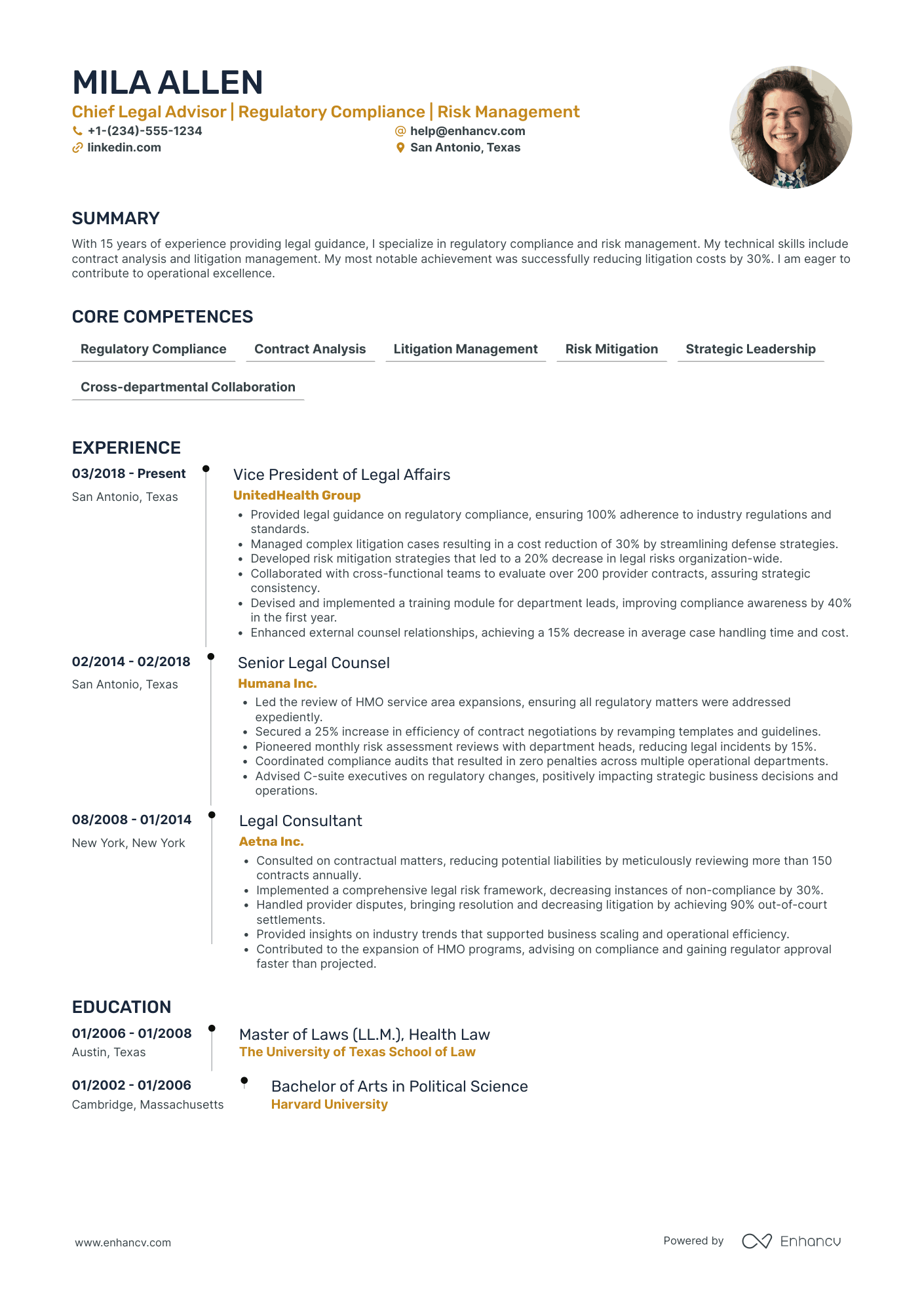 Chief Legal Officer in Healthcare Resume Example