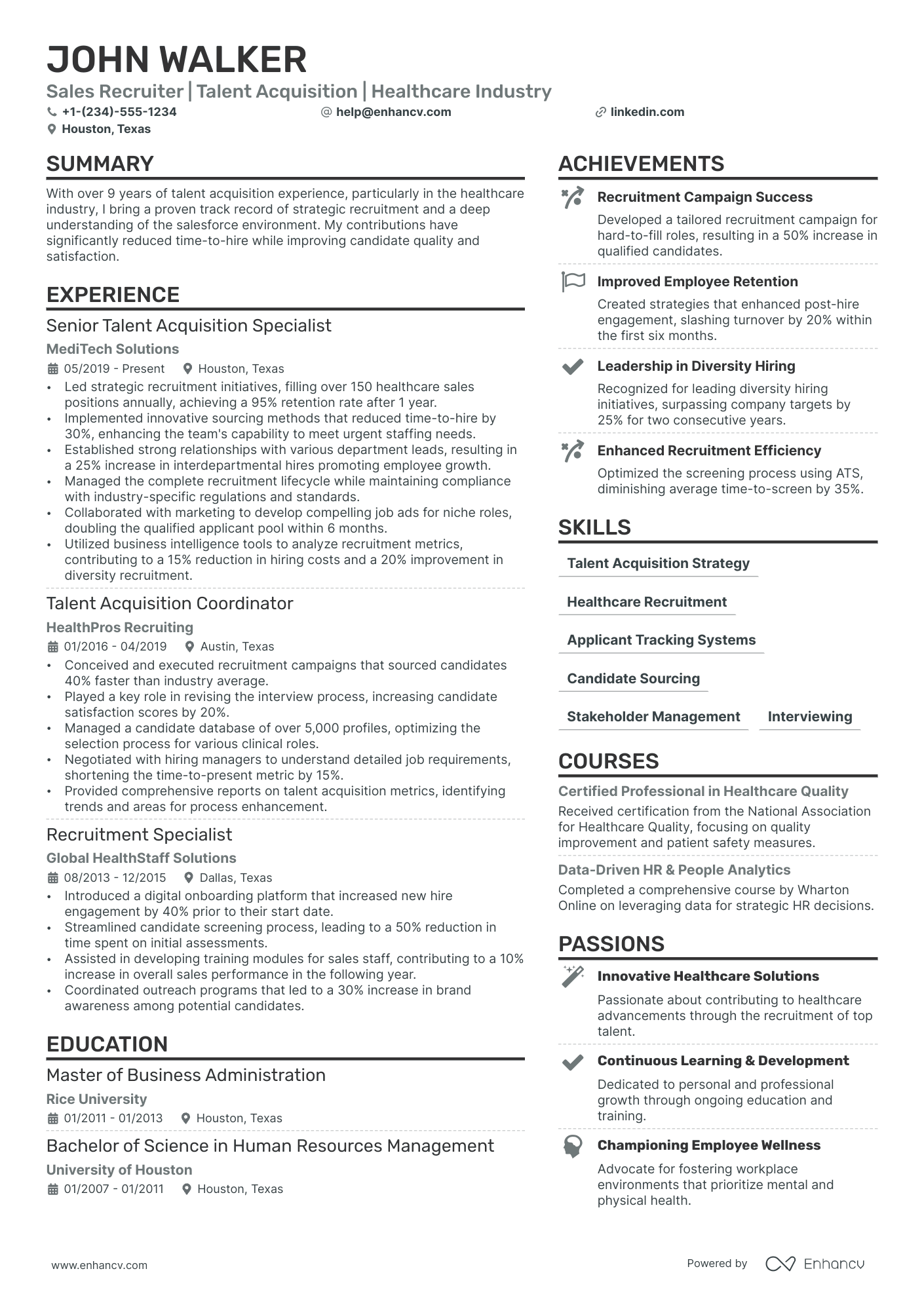 Sales Recruiter Resume Example