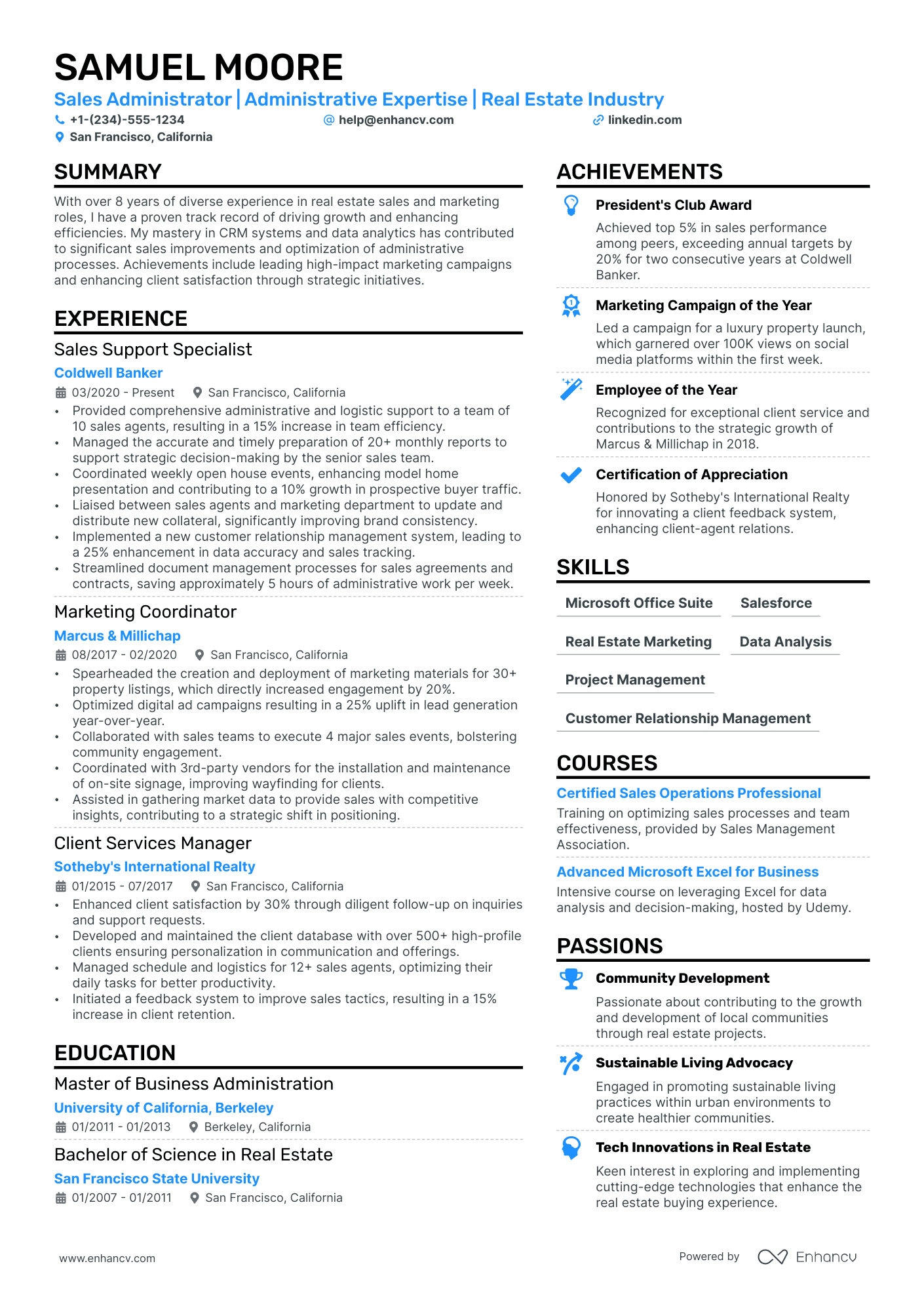 Sales Administrator Resume Example