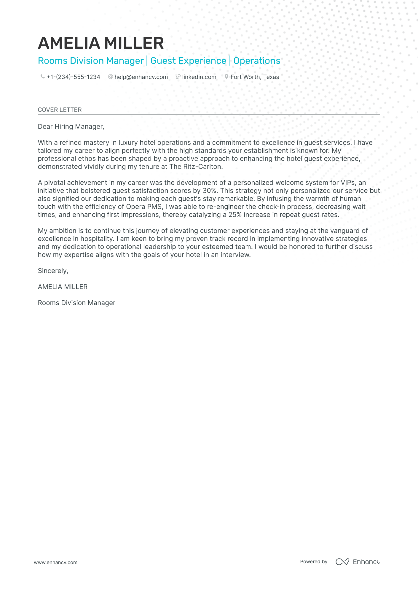 Front Office Manager Resume Example