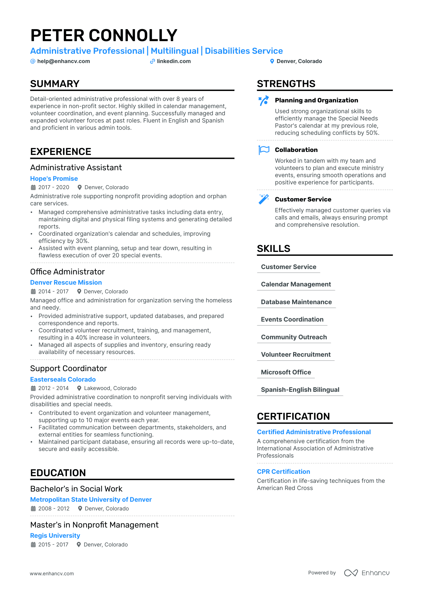 Administrative Associate Resume Example