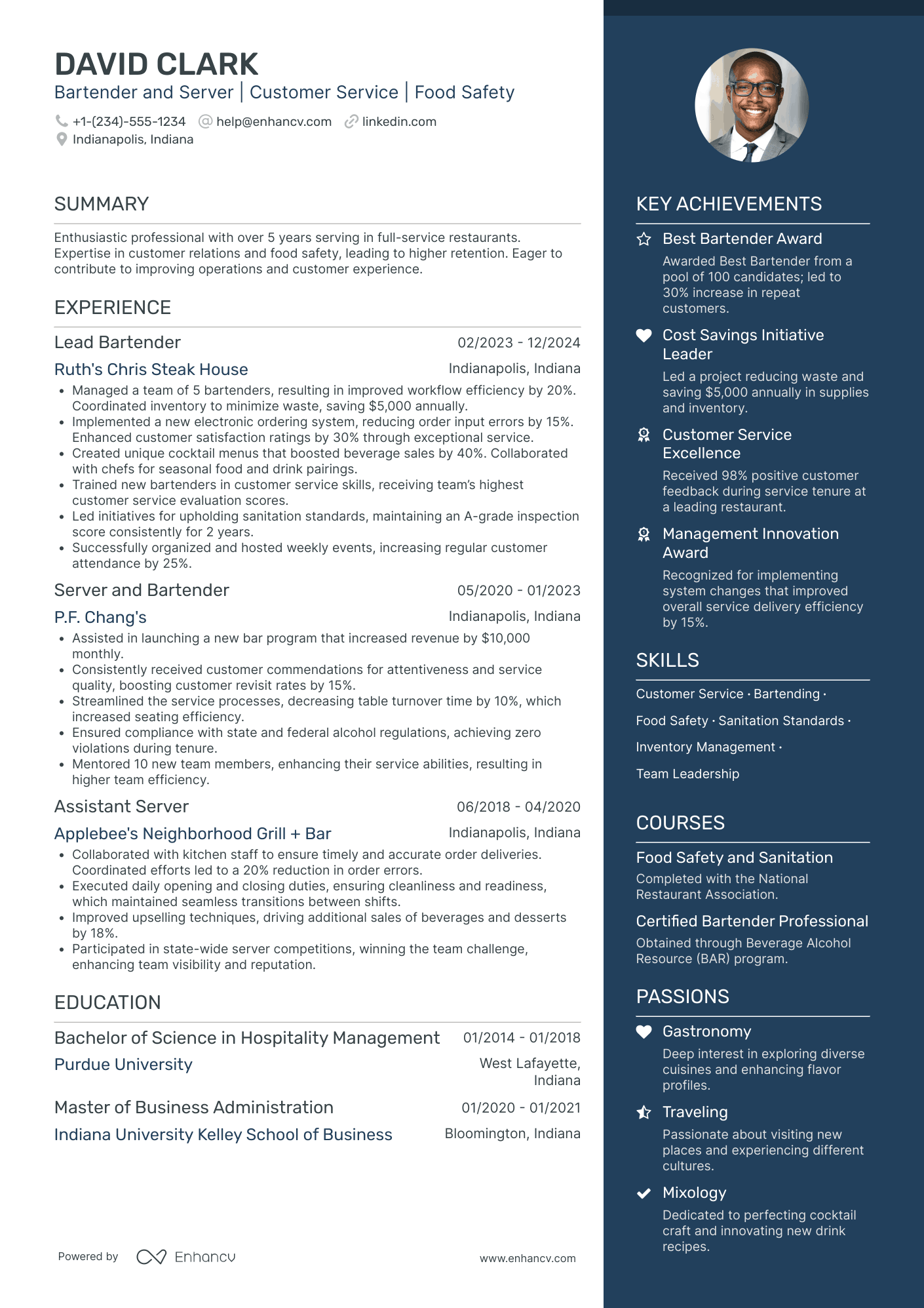 Hotel Waitress Resume Example