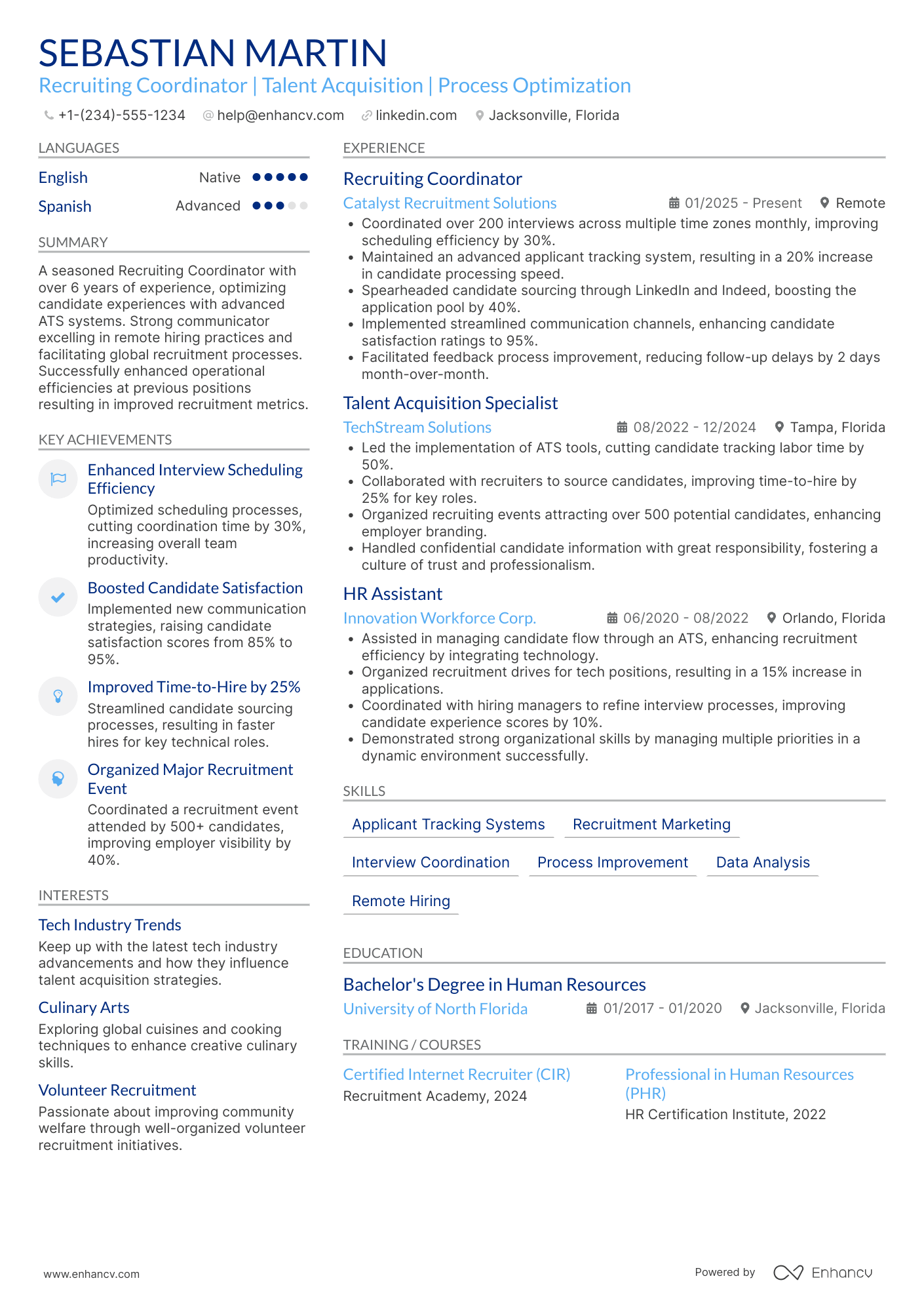 Remote Recruiting Coordinator Resume Example