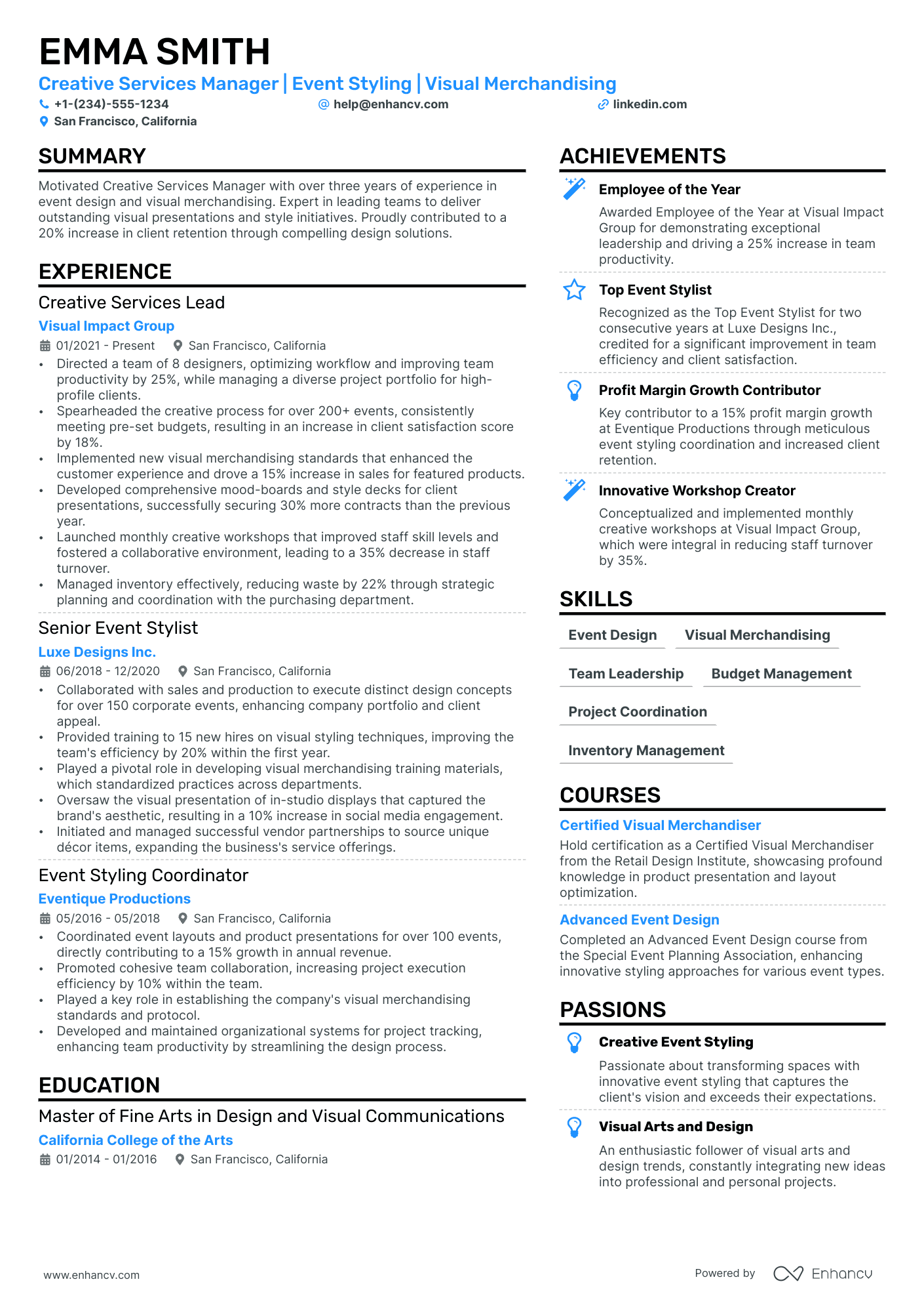 Creative Services Manager Resume Example