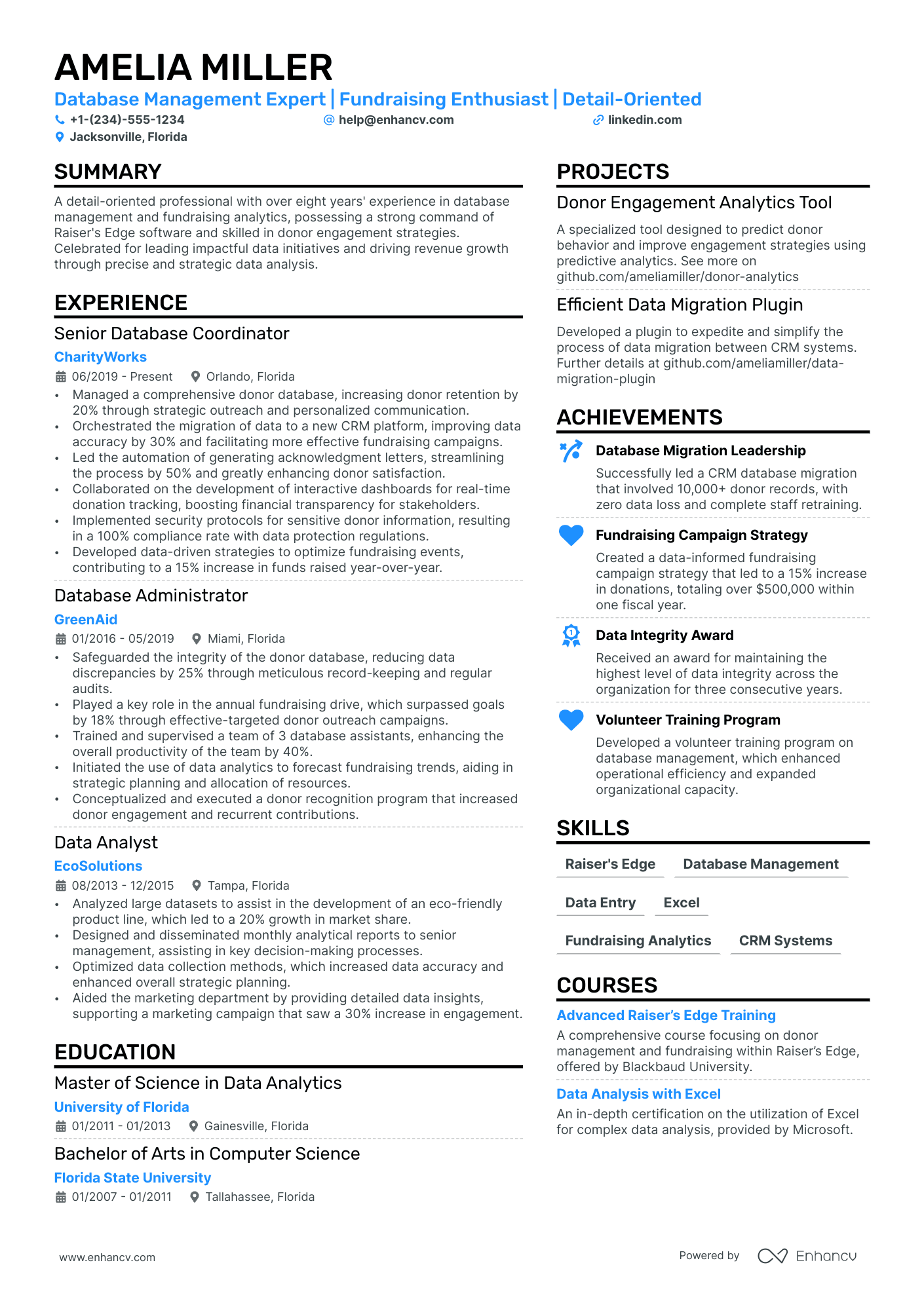 Database Assistant Resume Example