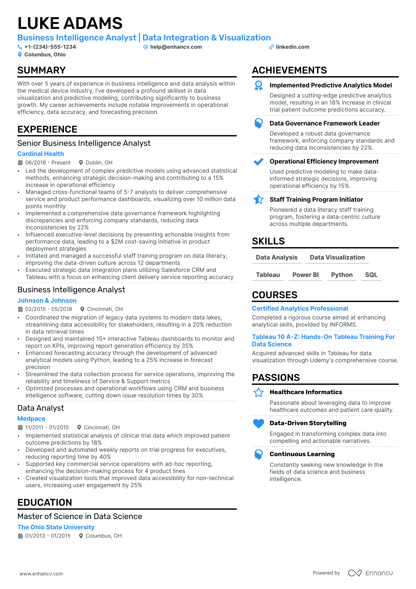 Senior Business Analyst Resume Example
