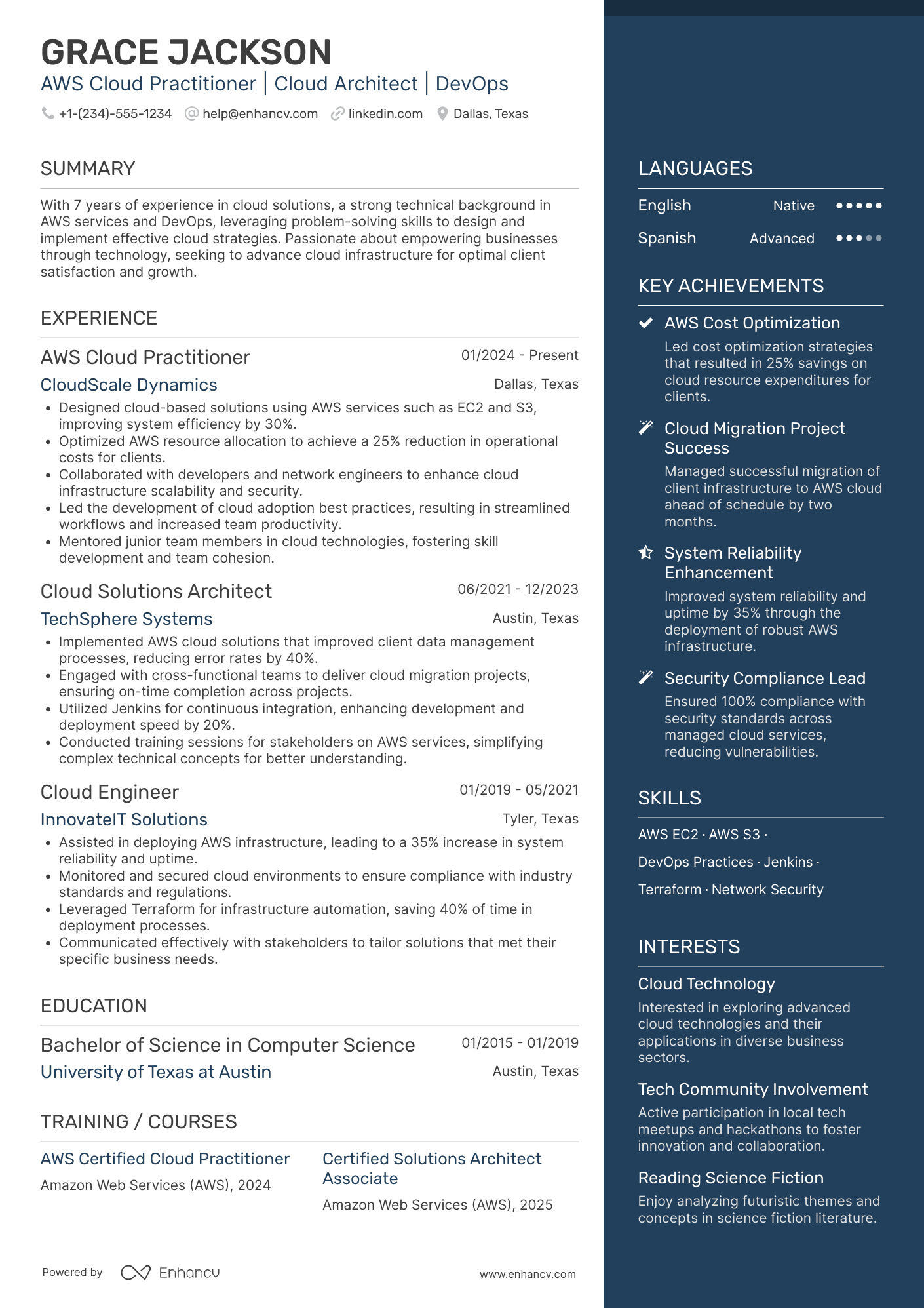 AWS Certified Cloud Practitioner Resume Example