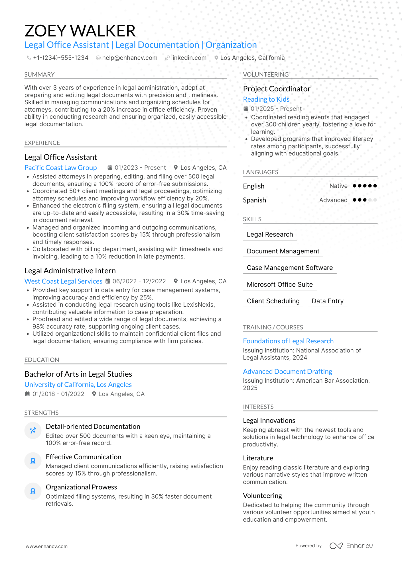Legal Office Assistant Resume Example