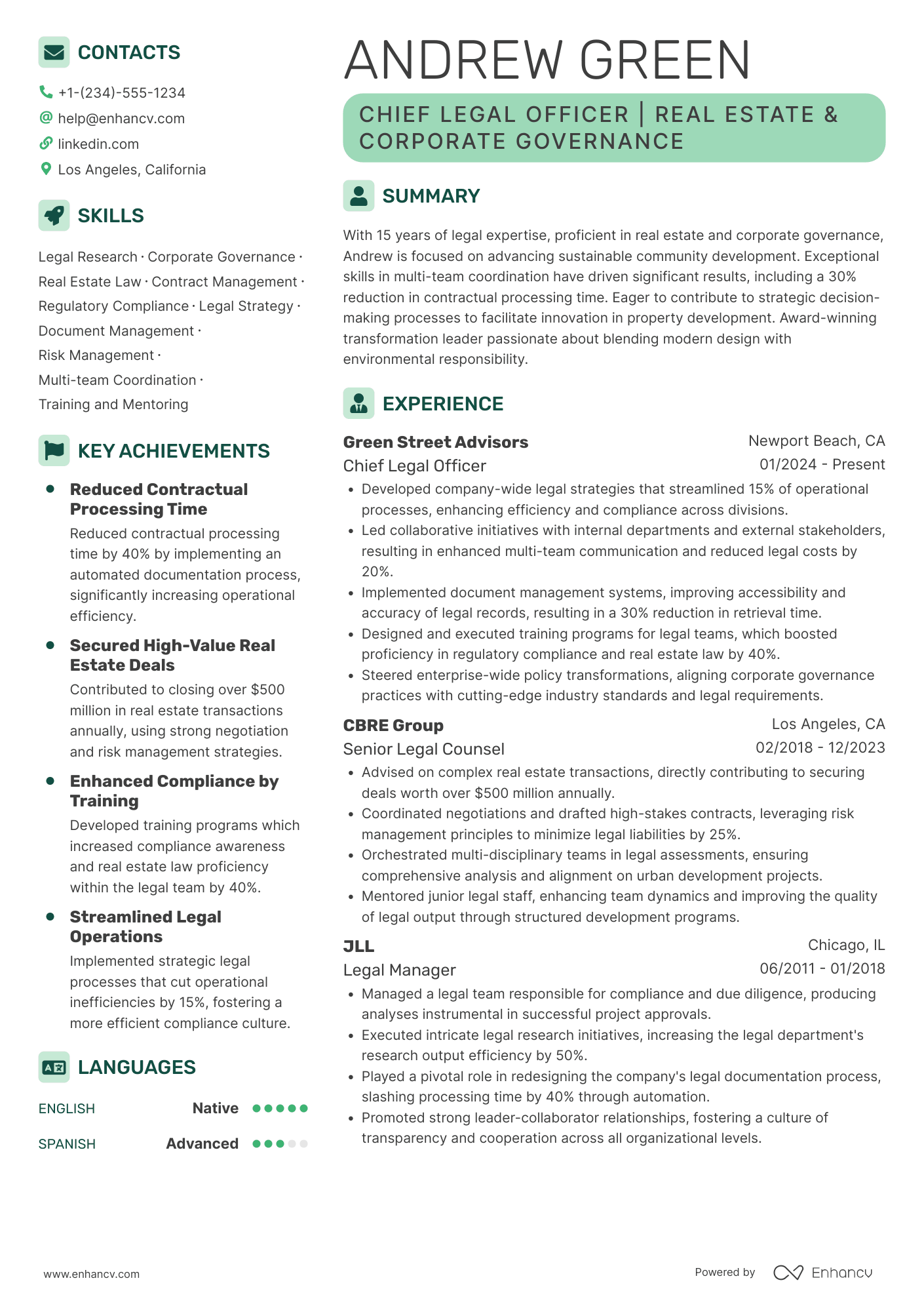 Chief Legal Assistant Resume Example