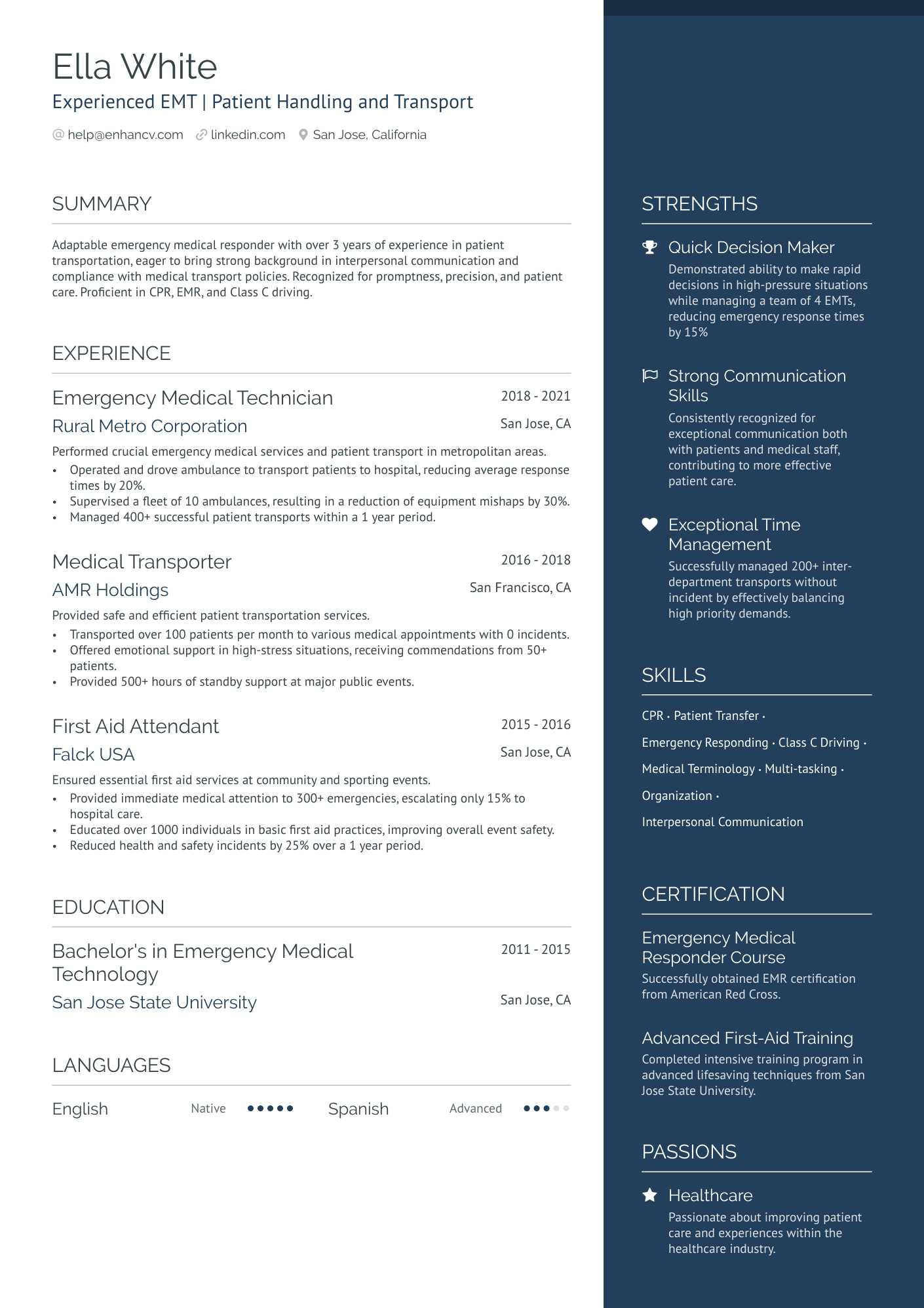 Emergency Medical Responder Resume Example