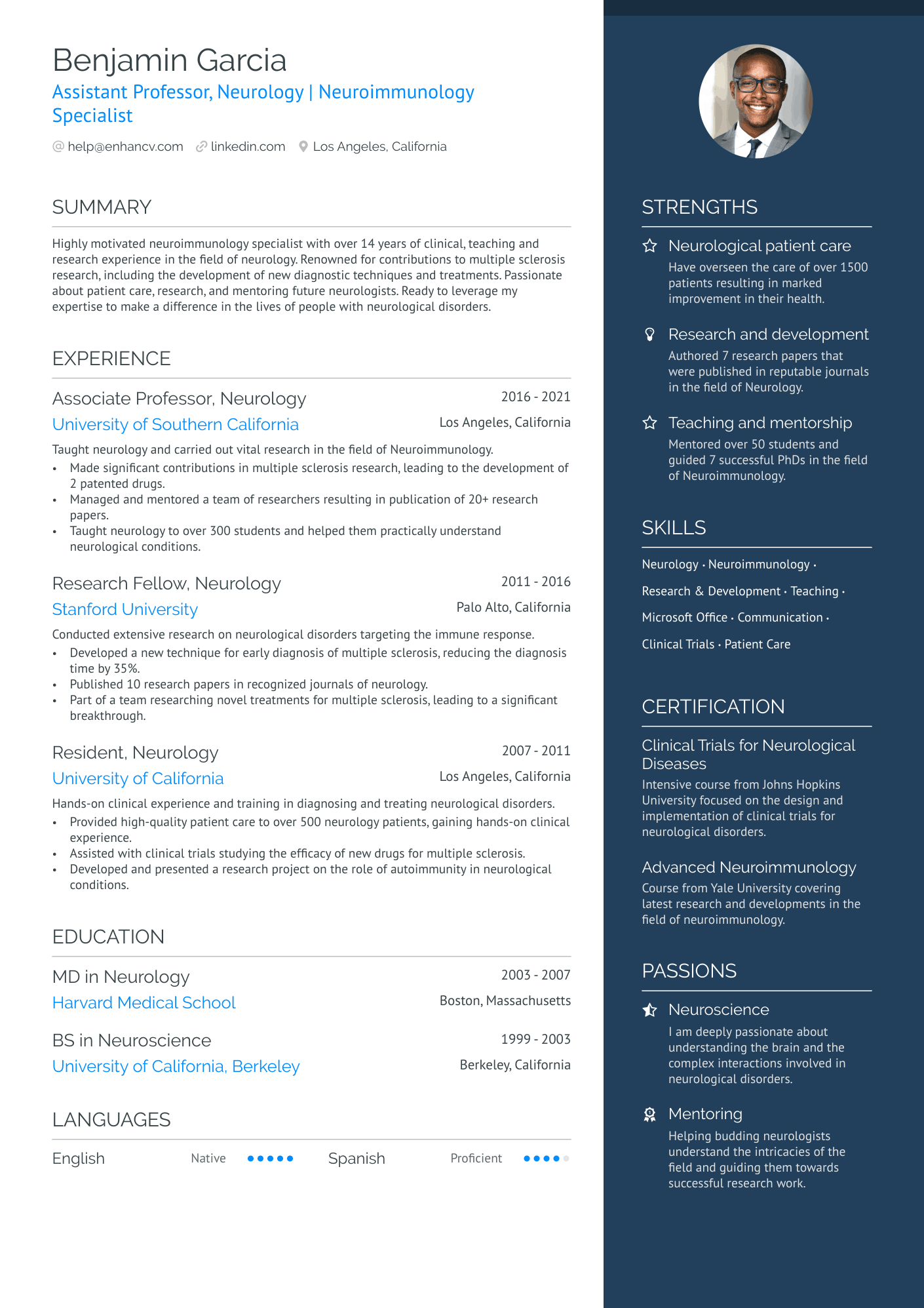 Assistant Professor Resume Example