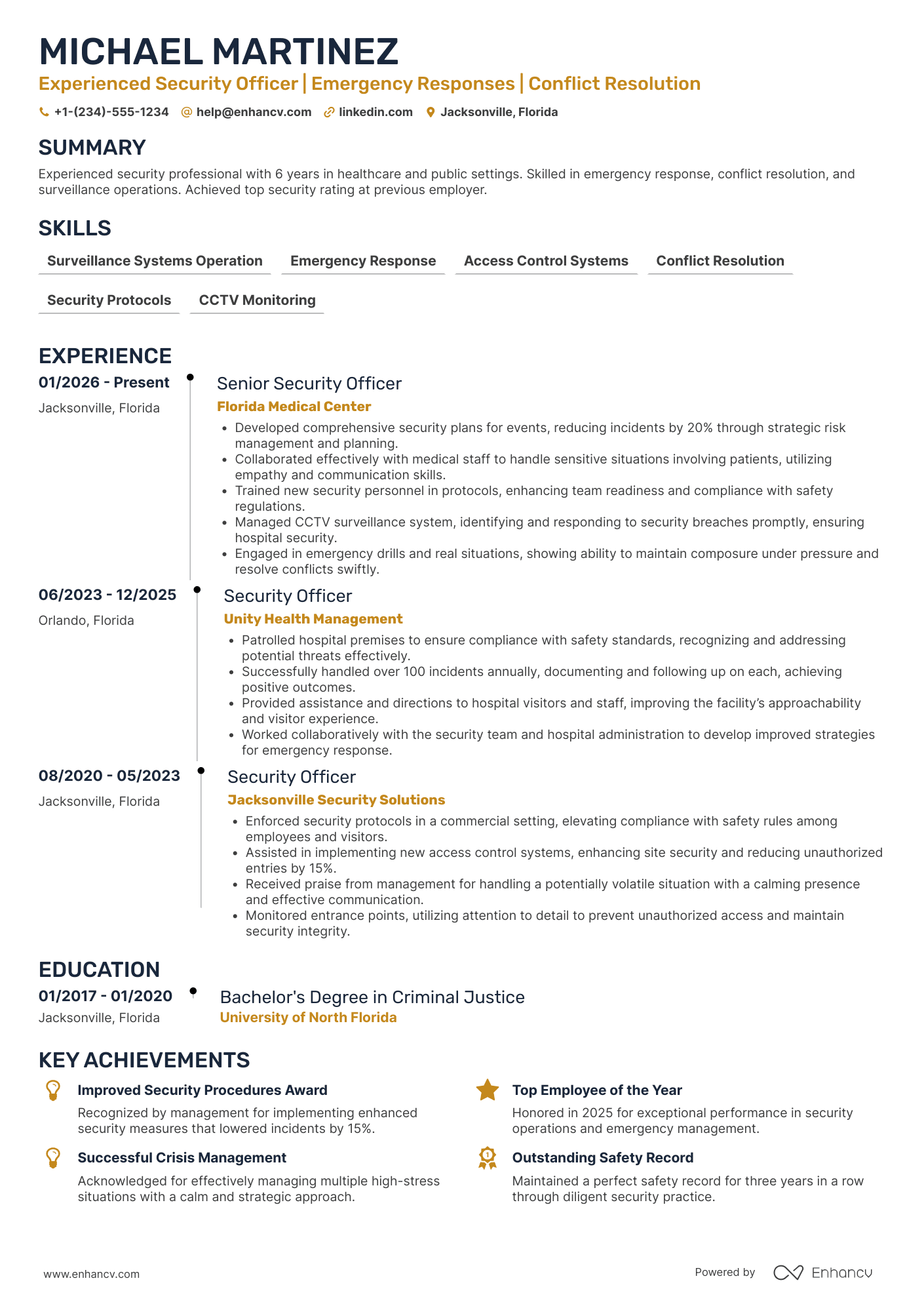 Hospital Security Officer Resume Example