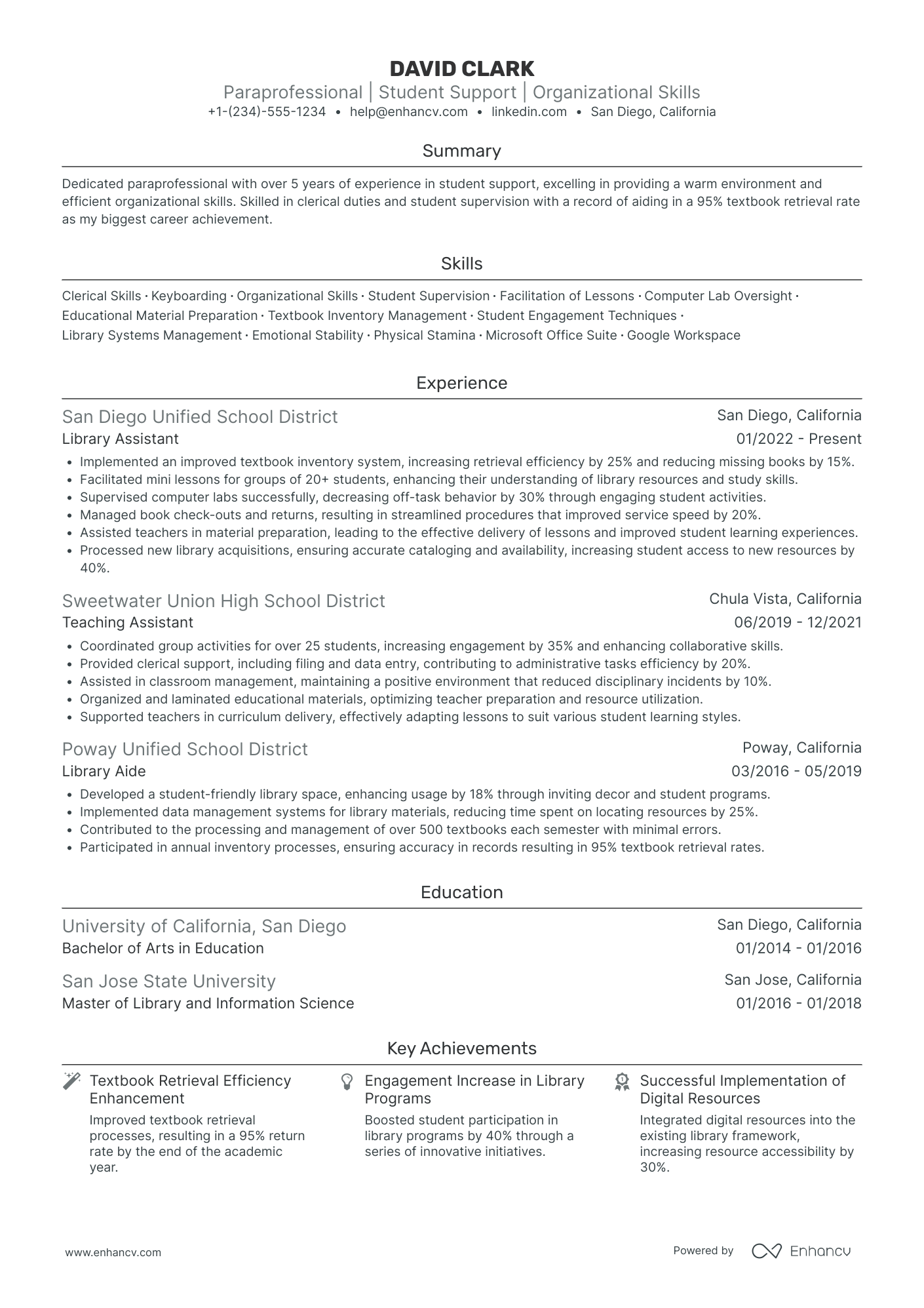 Media Paraprofessional Resume Example