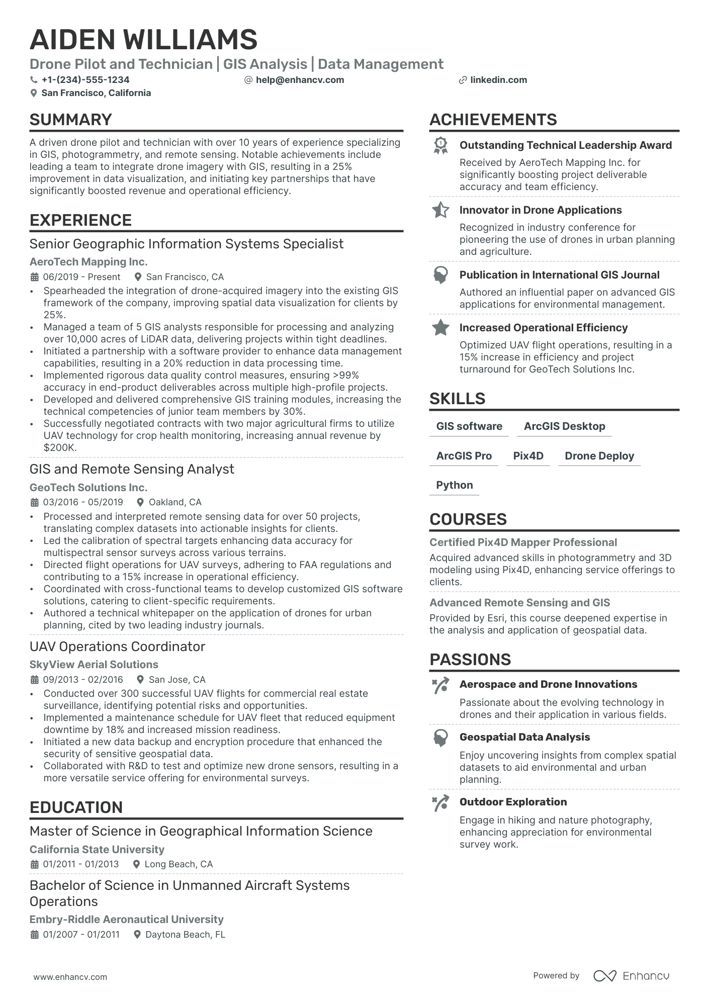 Drone Pilot Resume Example