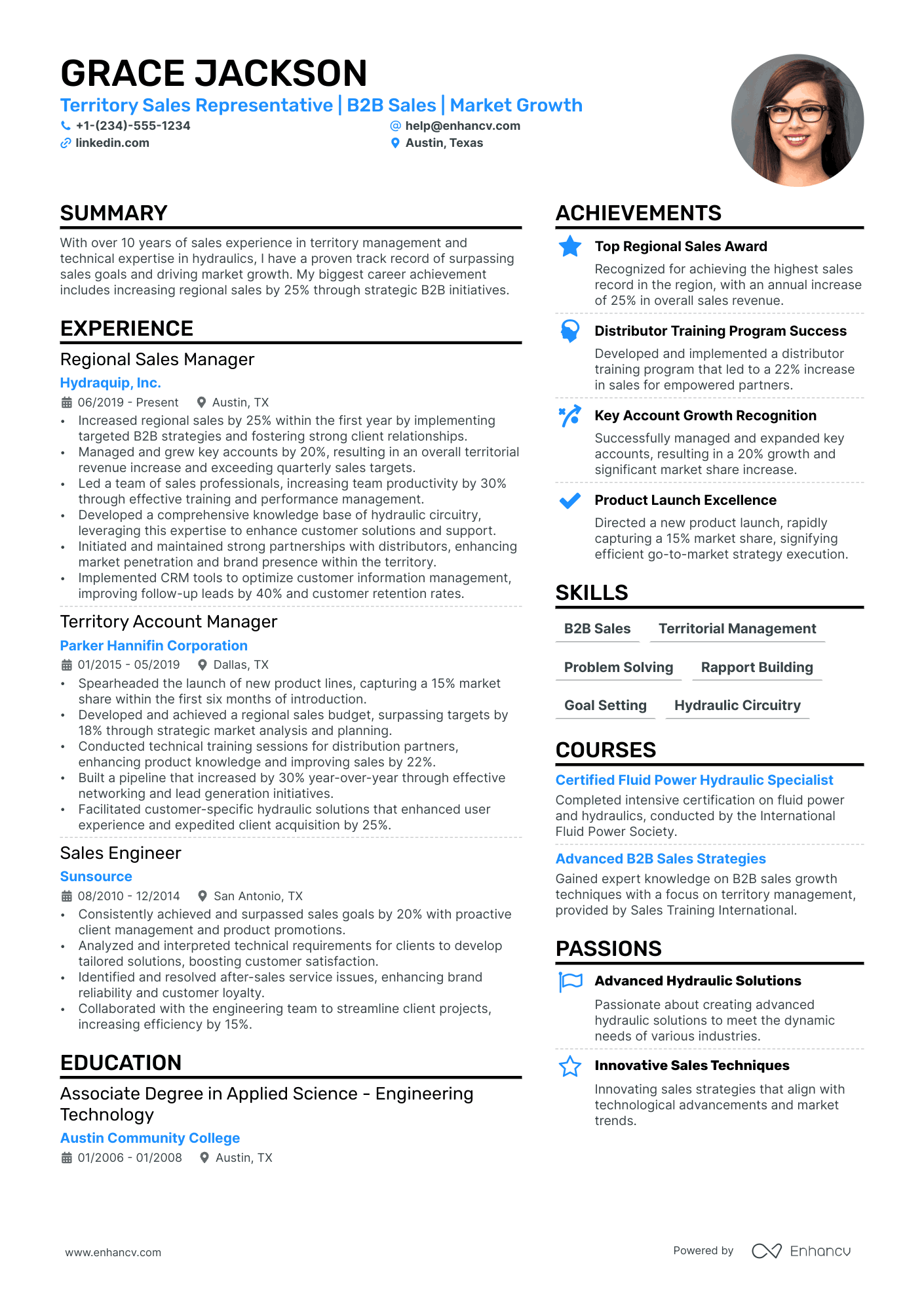 Territory Sales Representative Resume Example