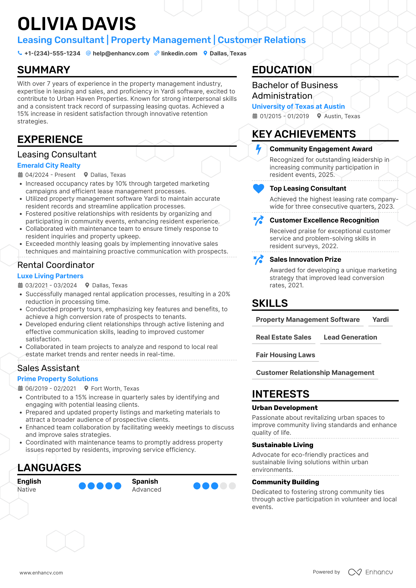 Full Time Leasing Consultant Resume Example