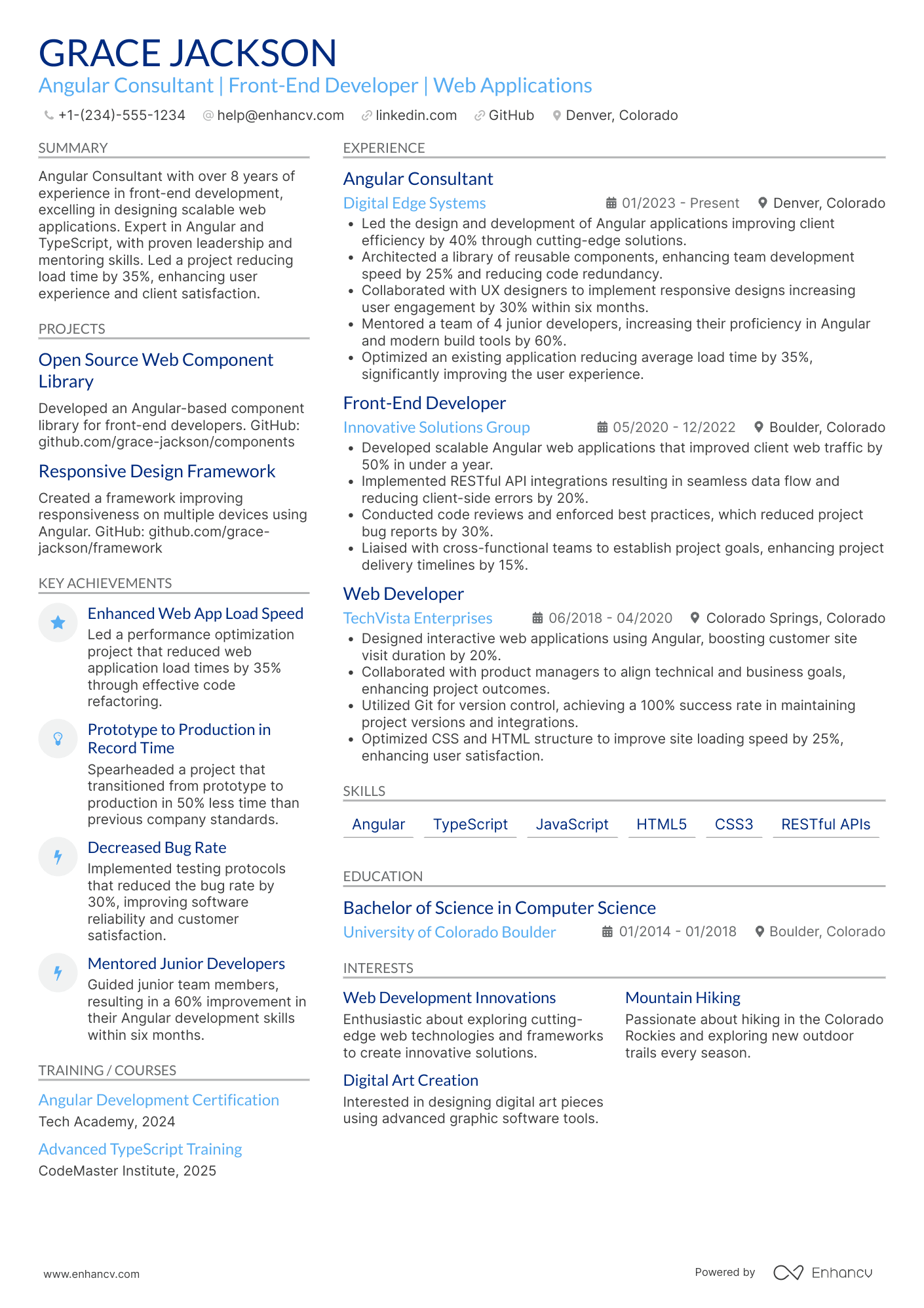 Angular Consultant Resume Example