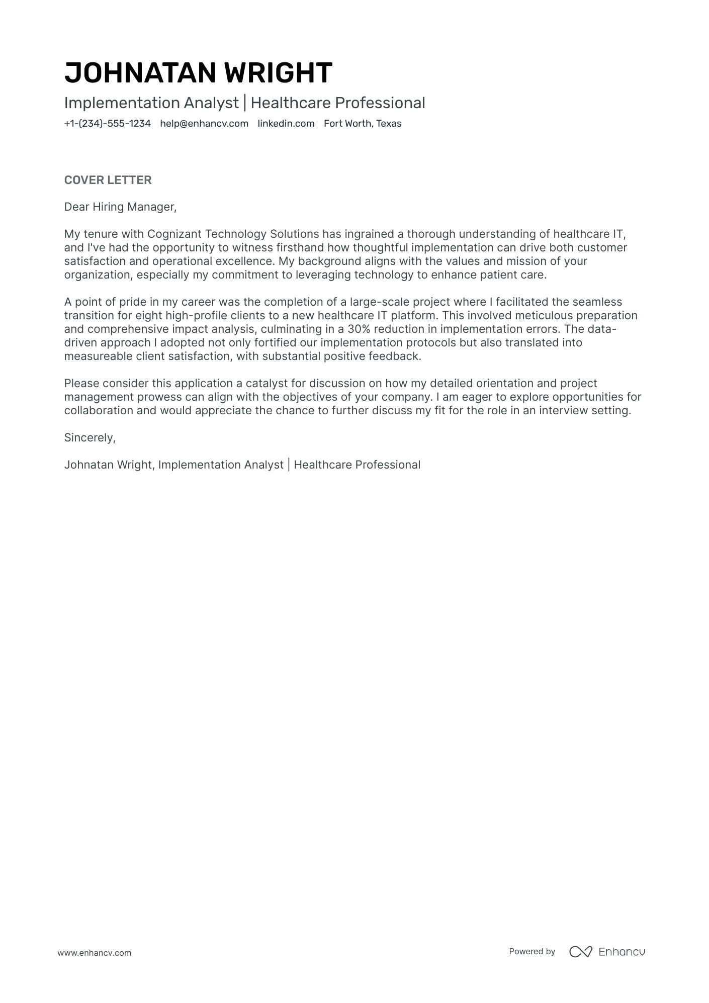 Implementation Analyst Resume Example