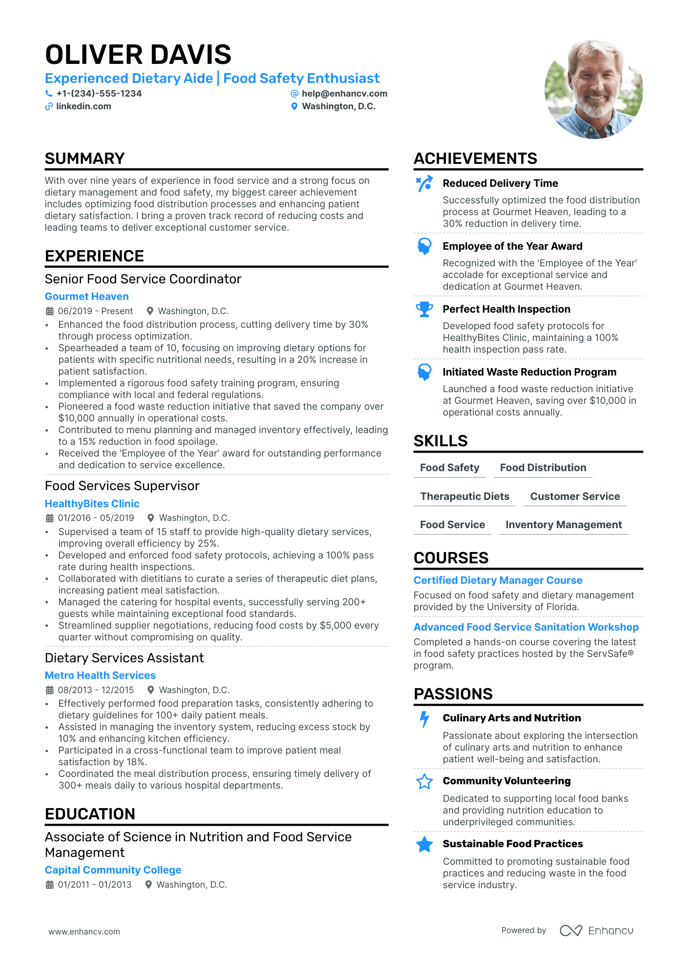 Dietary Aide Resume Example