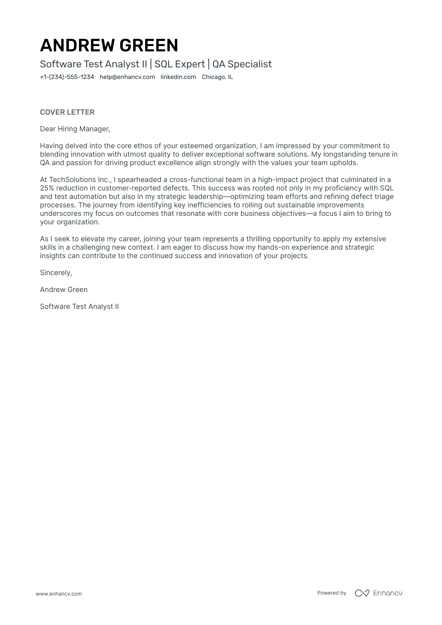 Software Test Analyst Resume Example