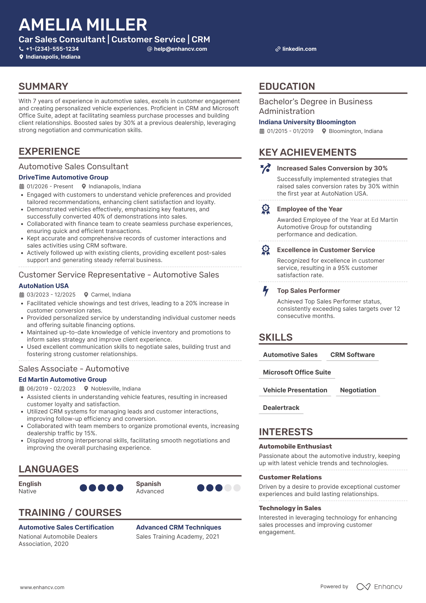 Car Salesman Consultant Resume Example