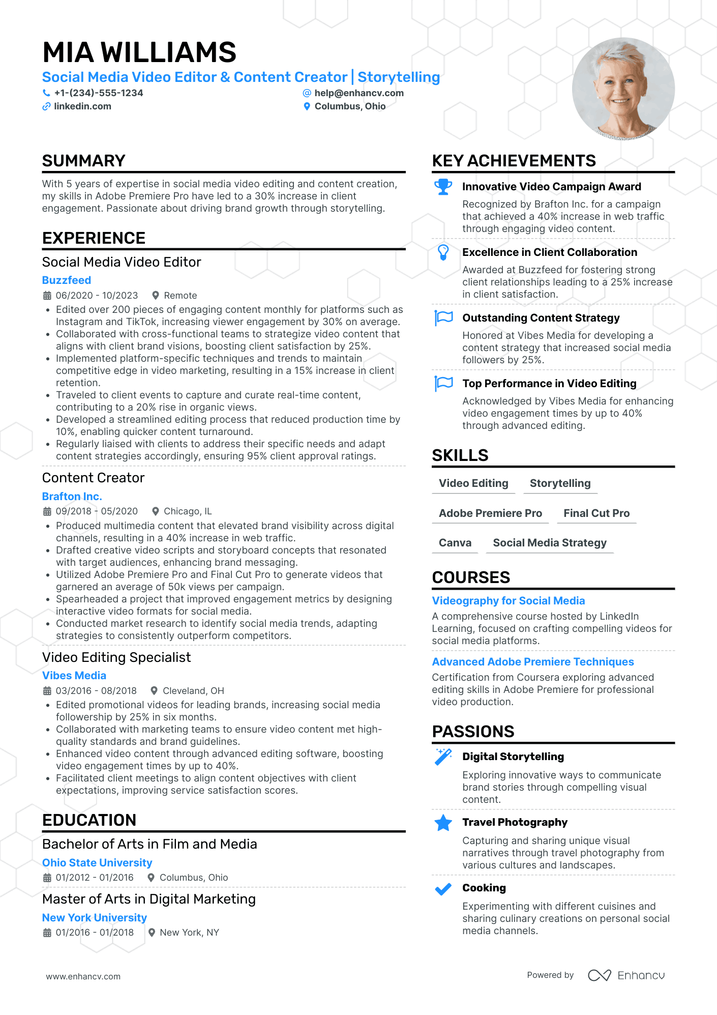 Social Media Video Editor Resume Example
