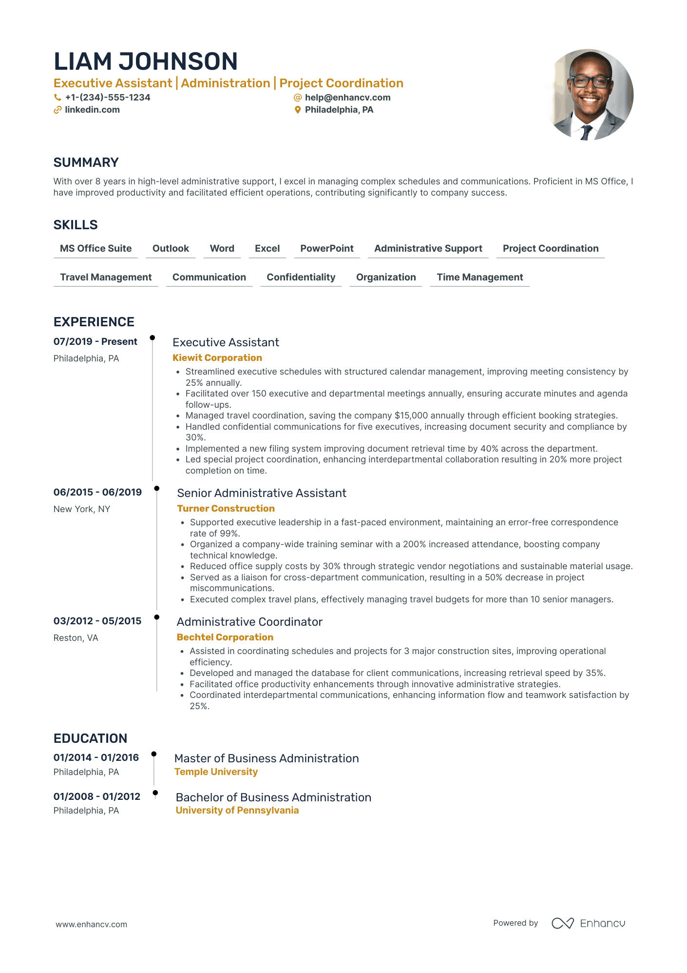 Executive Assistant for Corporate Affairs Resume Example