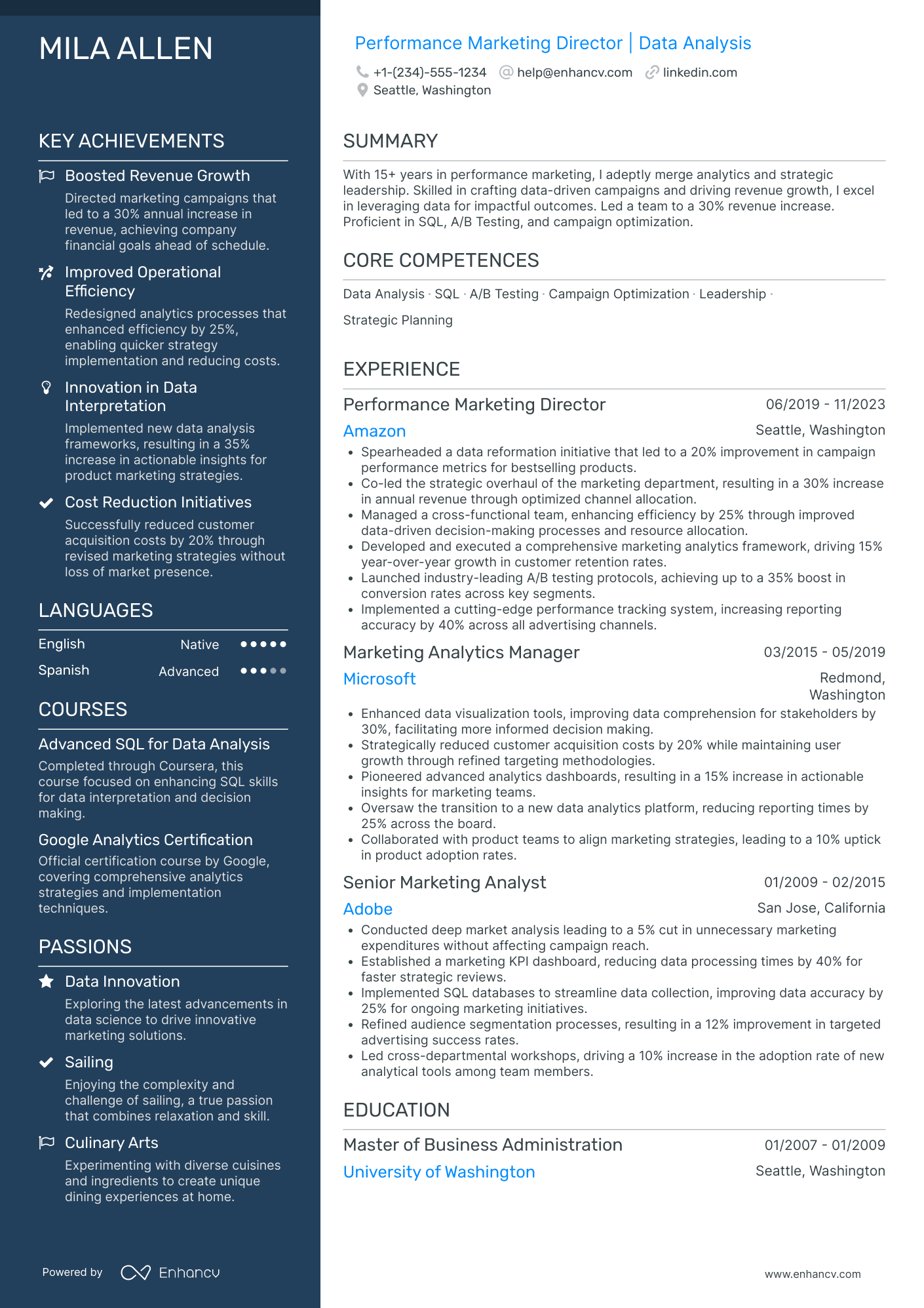 Chief Data Officer in Waste Management and Recycling Resume Example
