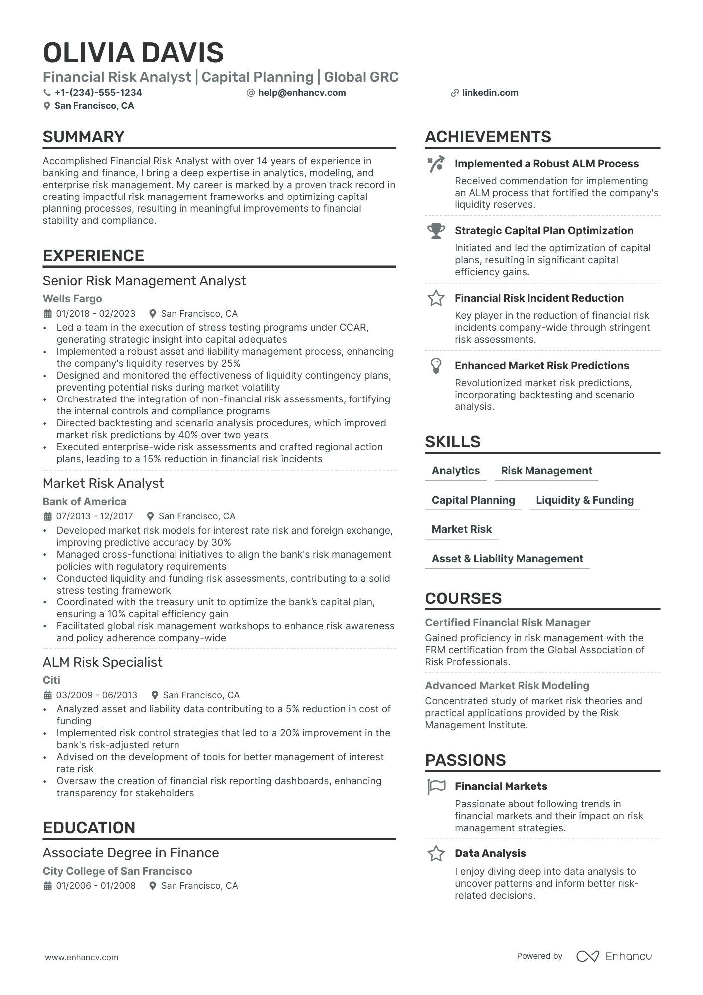 Financial Risk Analyst Resume Example