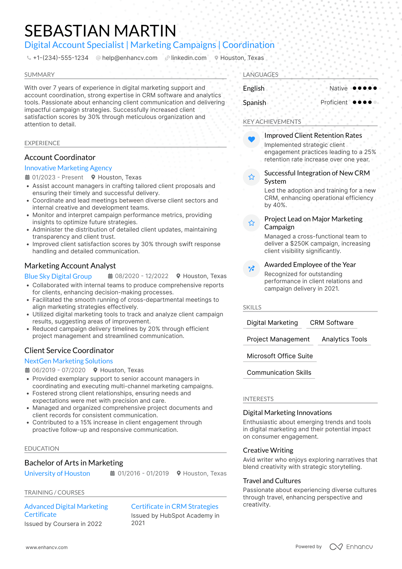 Account Coordinator Resume Example