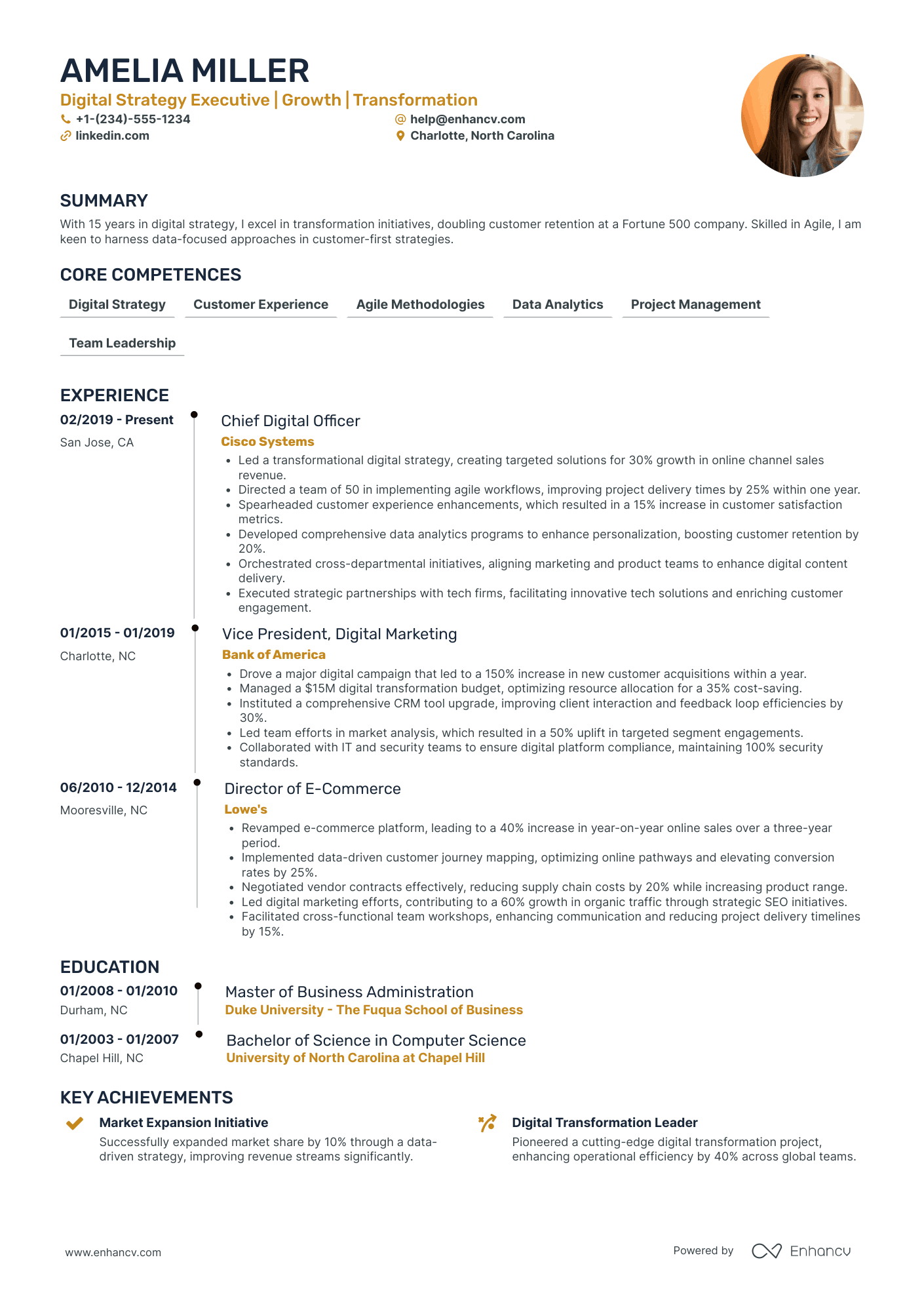 Chief Information Officer in Smart Cities Resume Example