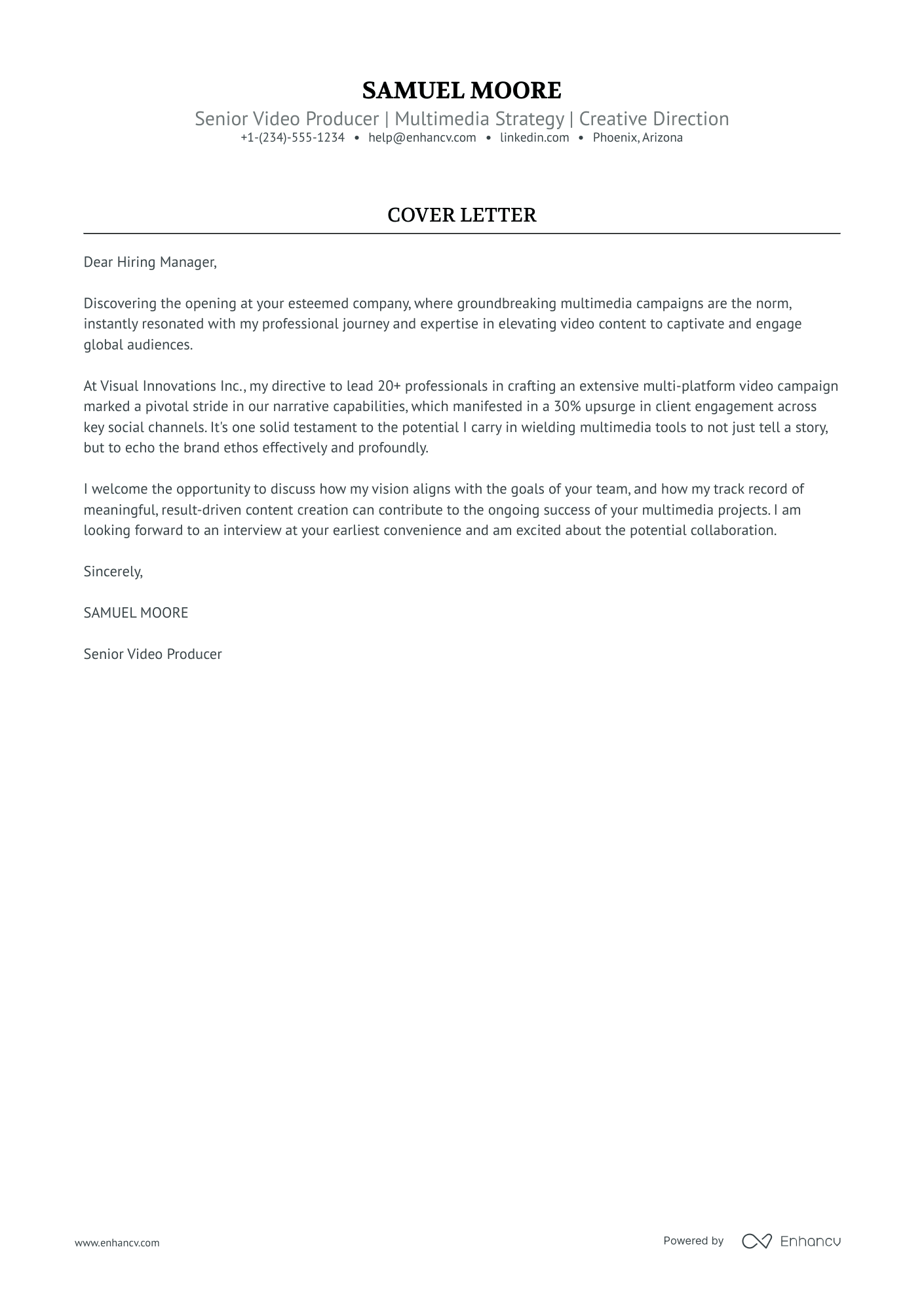 Video Production Manager Resume Example