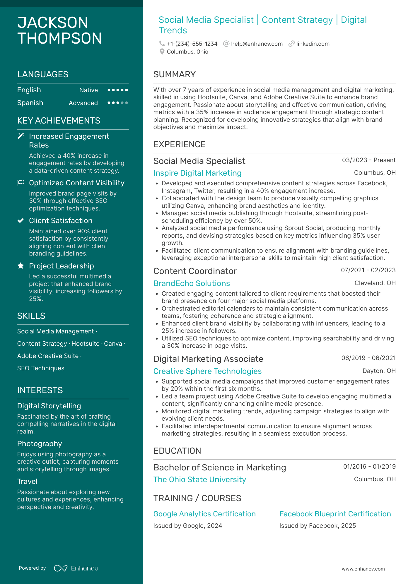 Social Media Editorial Coordinator Resume Example