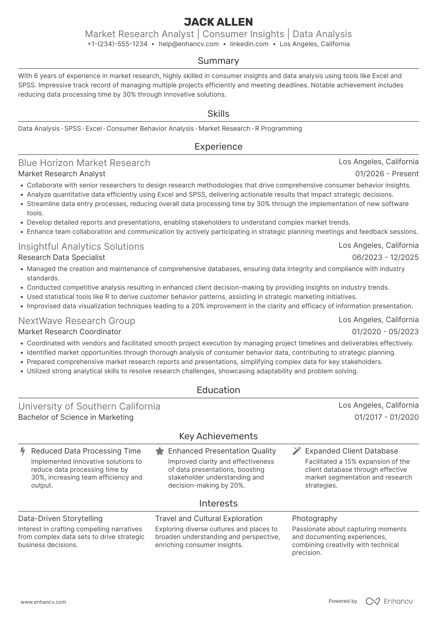 Market Research Assistant Resume Example
