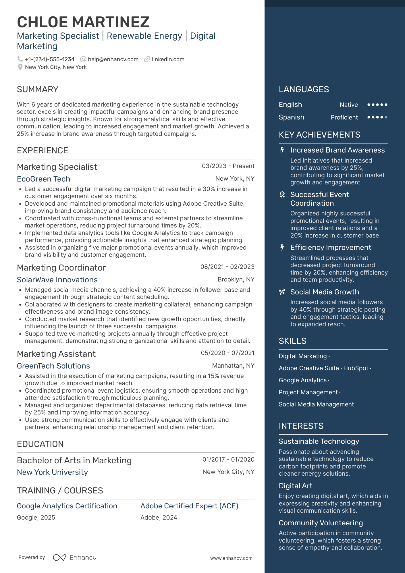 Marketing Assistant Specialist Resume Example