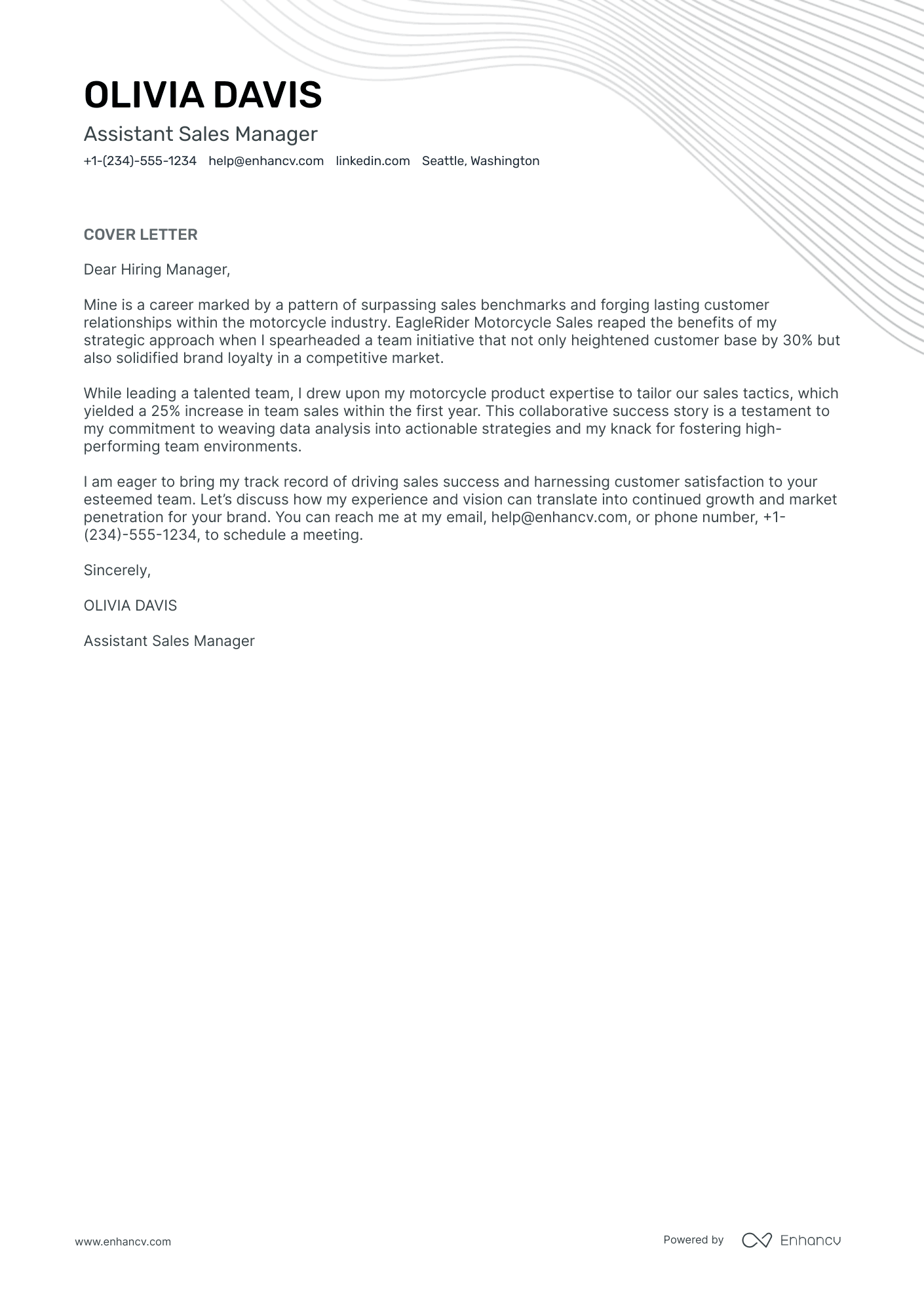 Assistant Sales Manager Resume Example