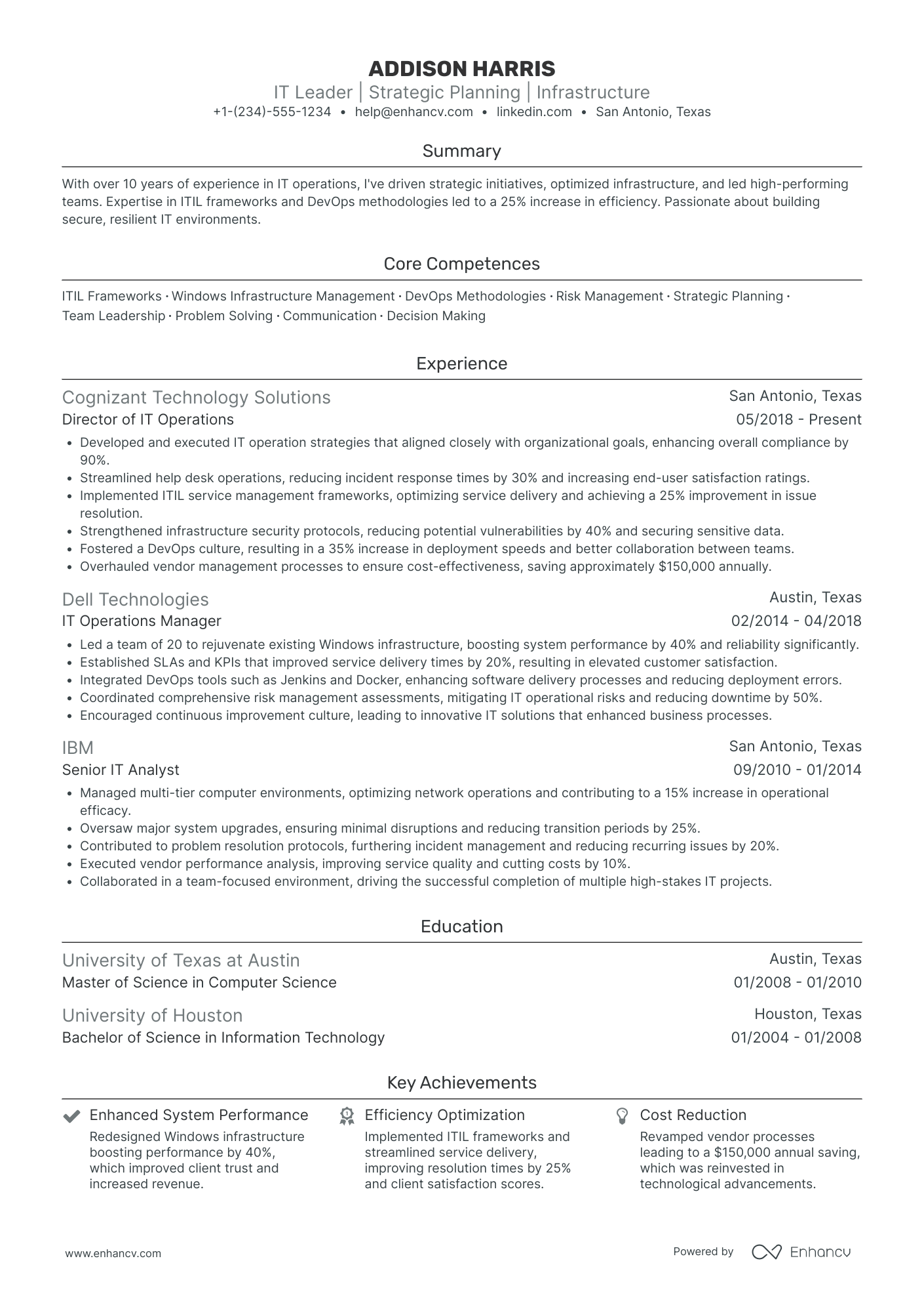 Deputy Chief Technology Officer Resume Example