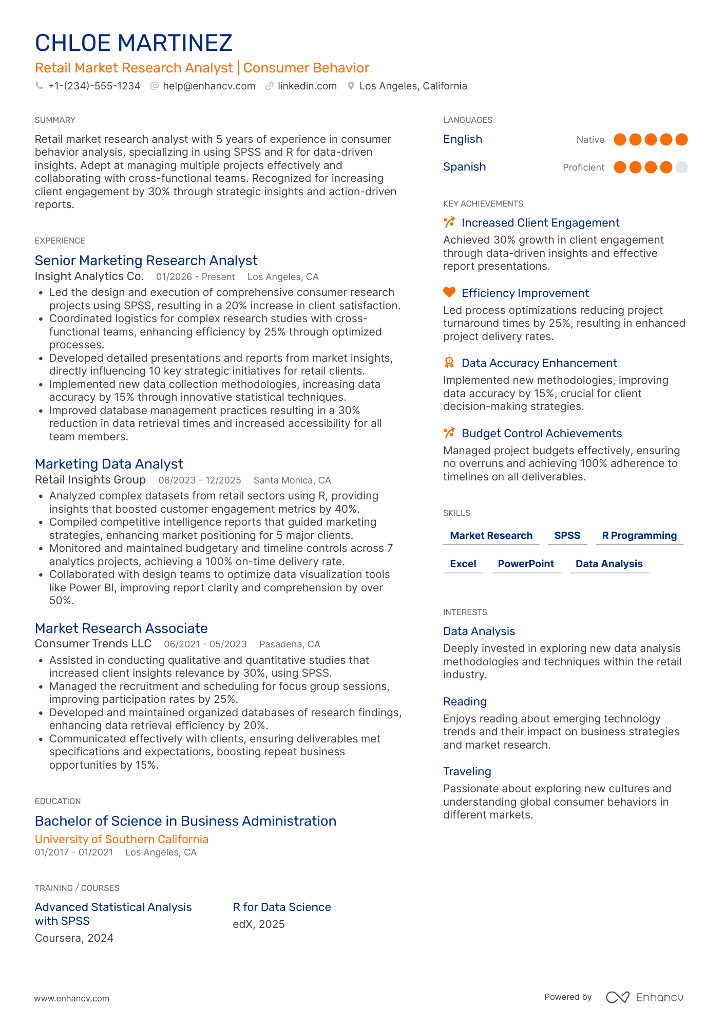 Marketing Research Assistant Resume Example